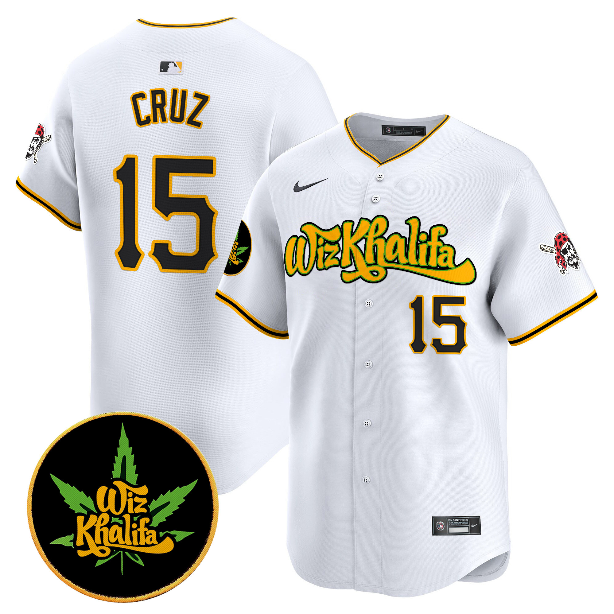 Men's Oneil Cruz Pittsburgh Pirates Wiz Khalifa Vapor Premier Limited White Jersey - All Stitched