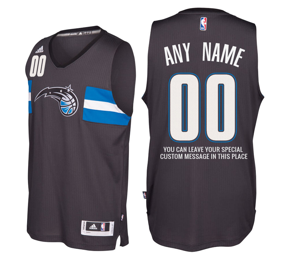 Mens Orlando Magic Alternate Black Custom Message Jersey