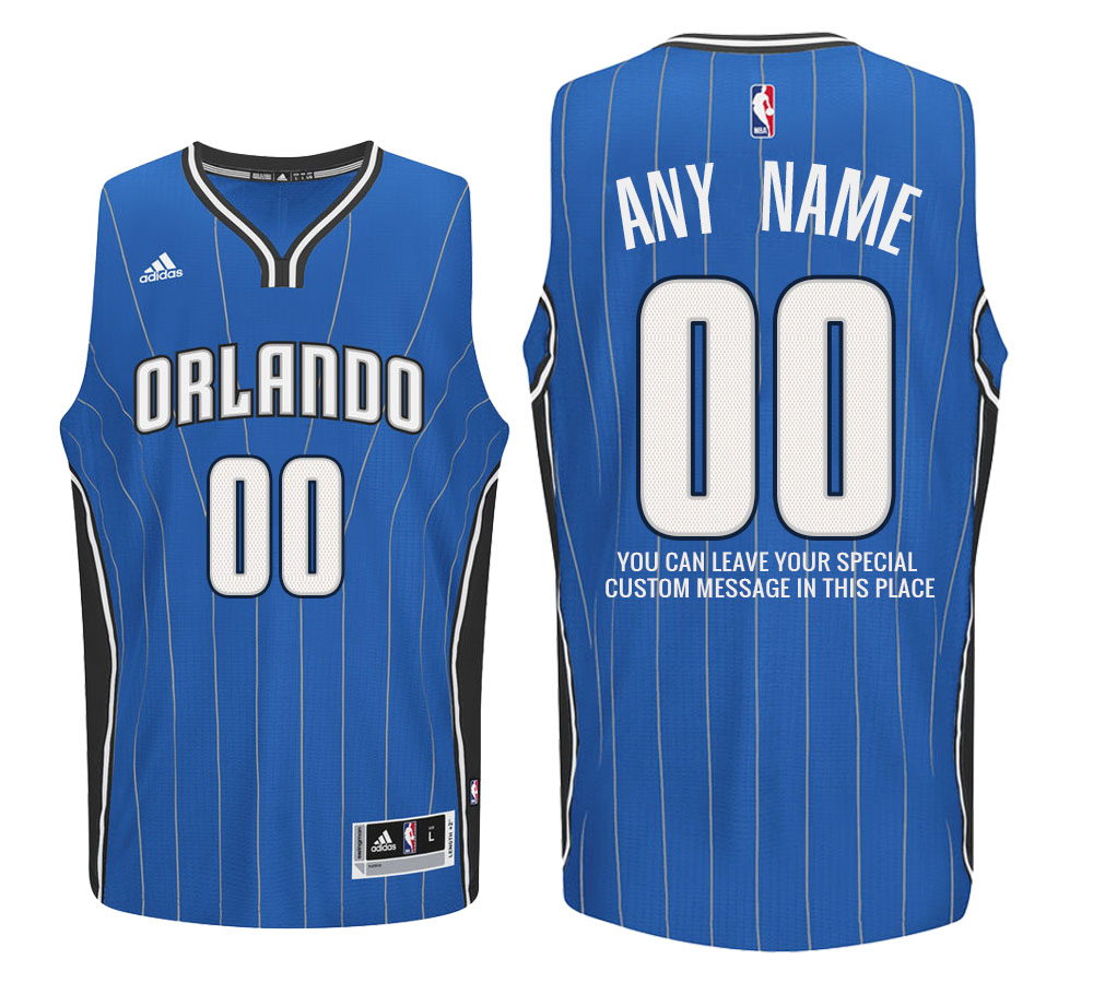 Mens Orlando Magic Road Blue Custom Message Jersey