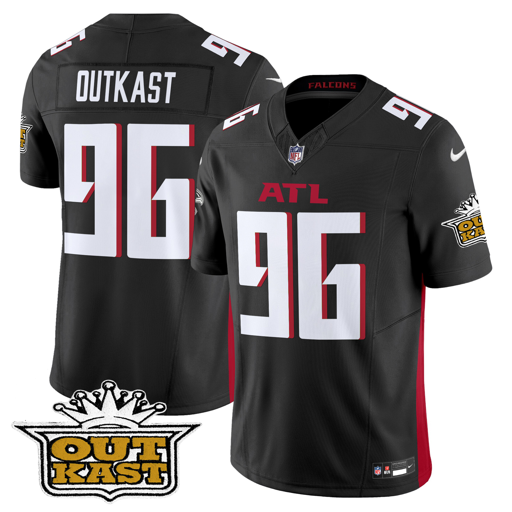Men's OutKast Outkast x Atlanta Falcons 2024 Vapor Limited Black Jersey - All Stitched