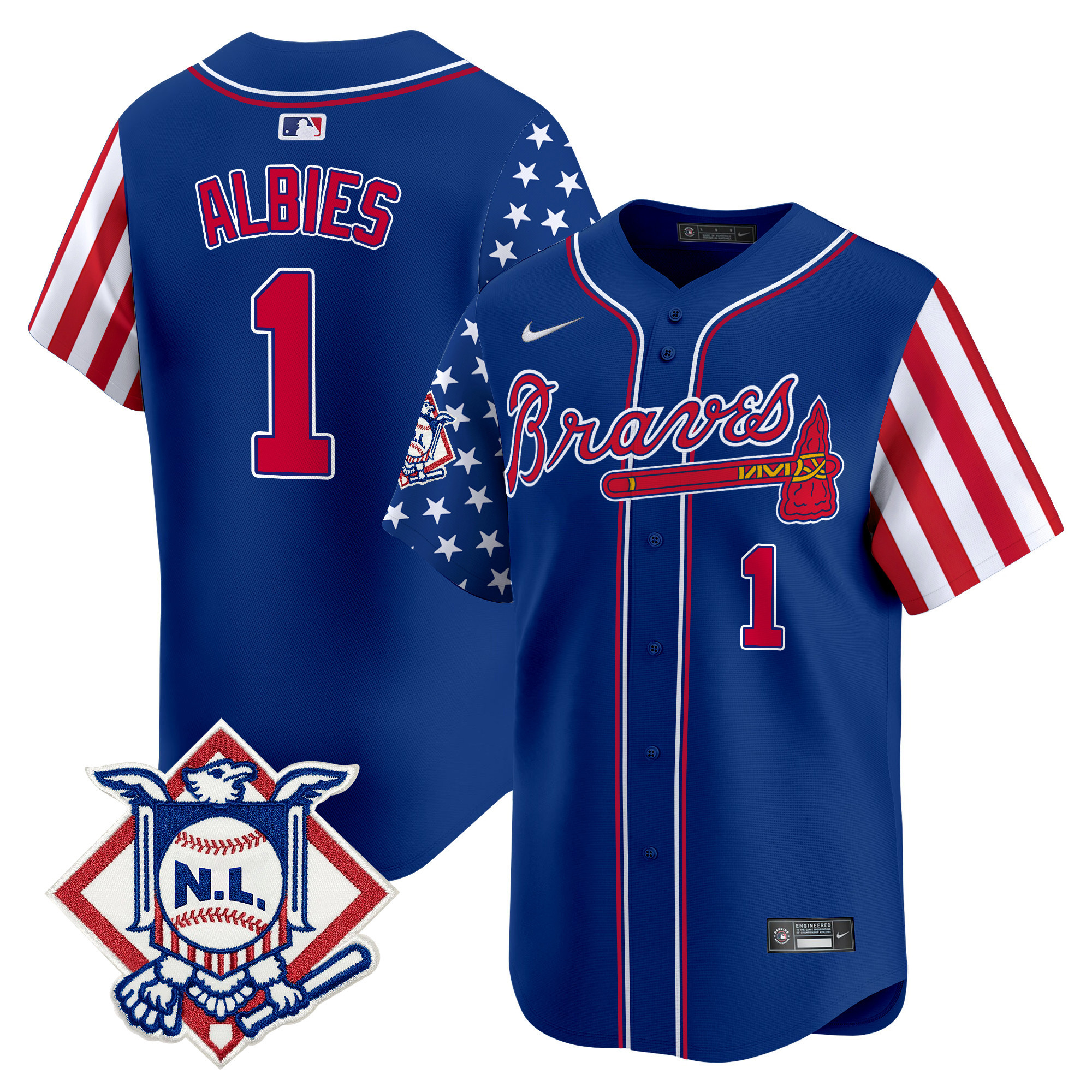 Men's Ozzie Albies Atlanta Braves 2024 Fourth of July Vapor Premier Limited Royal Jersey V2 - All Stitched