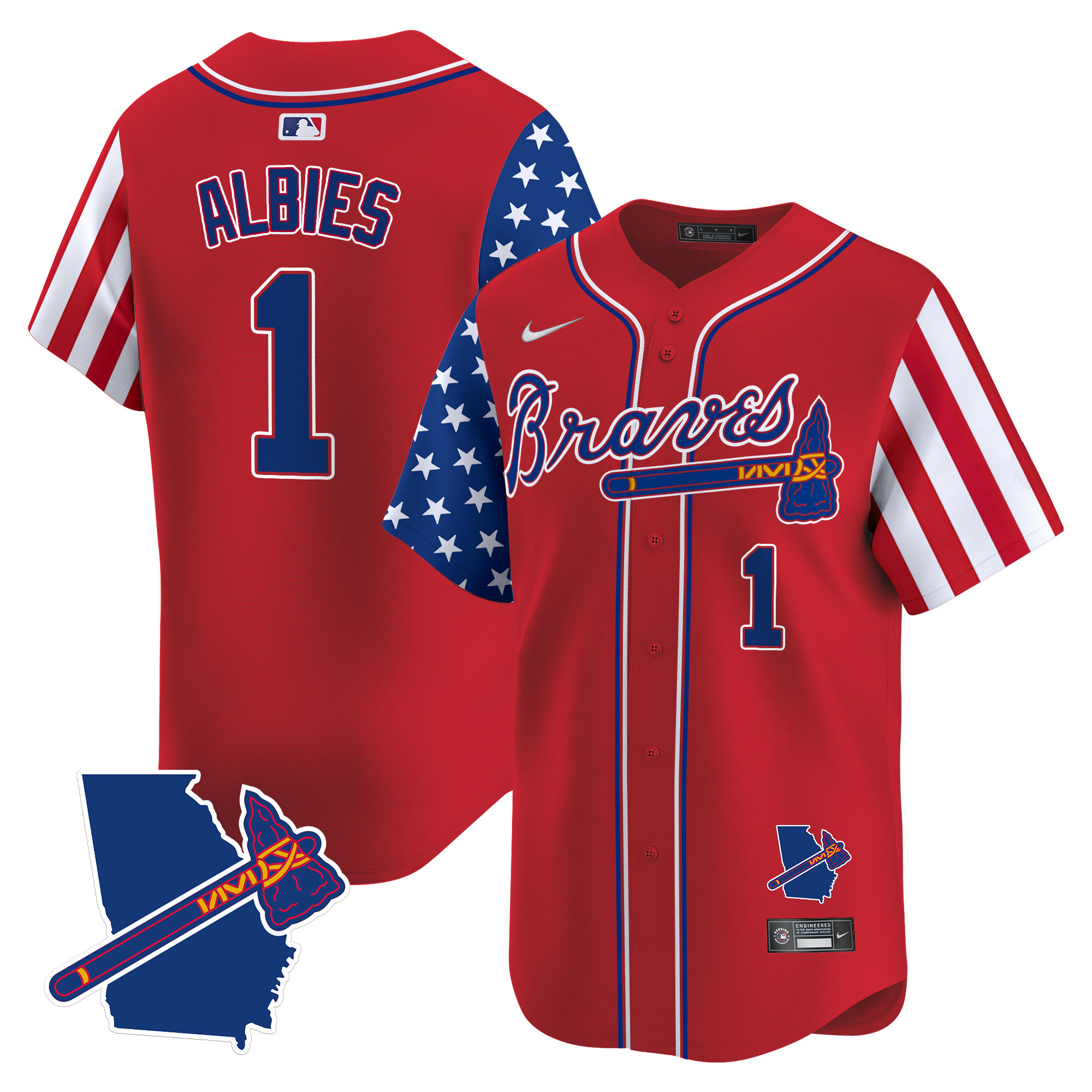 Men's Ozzie Albies Atlanta Braves 2024 Independence Day Vapor Premier Limited Red Jersey V2 - All Stitched
