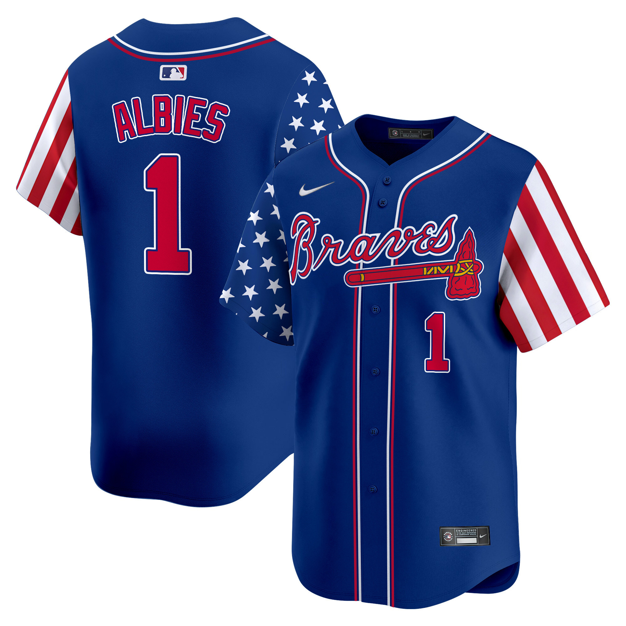 Men's Ozzie Albies Atlanta Braves 2024 Independence Day Vapor Premier Limited Royal Jersey - All Stitched