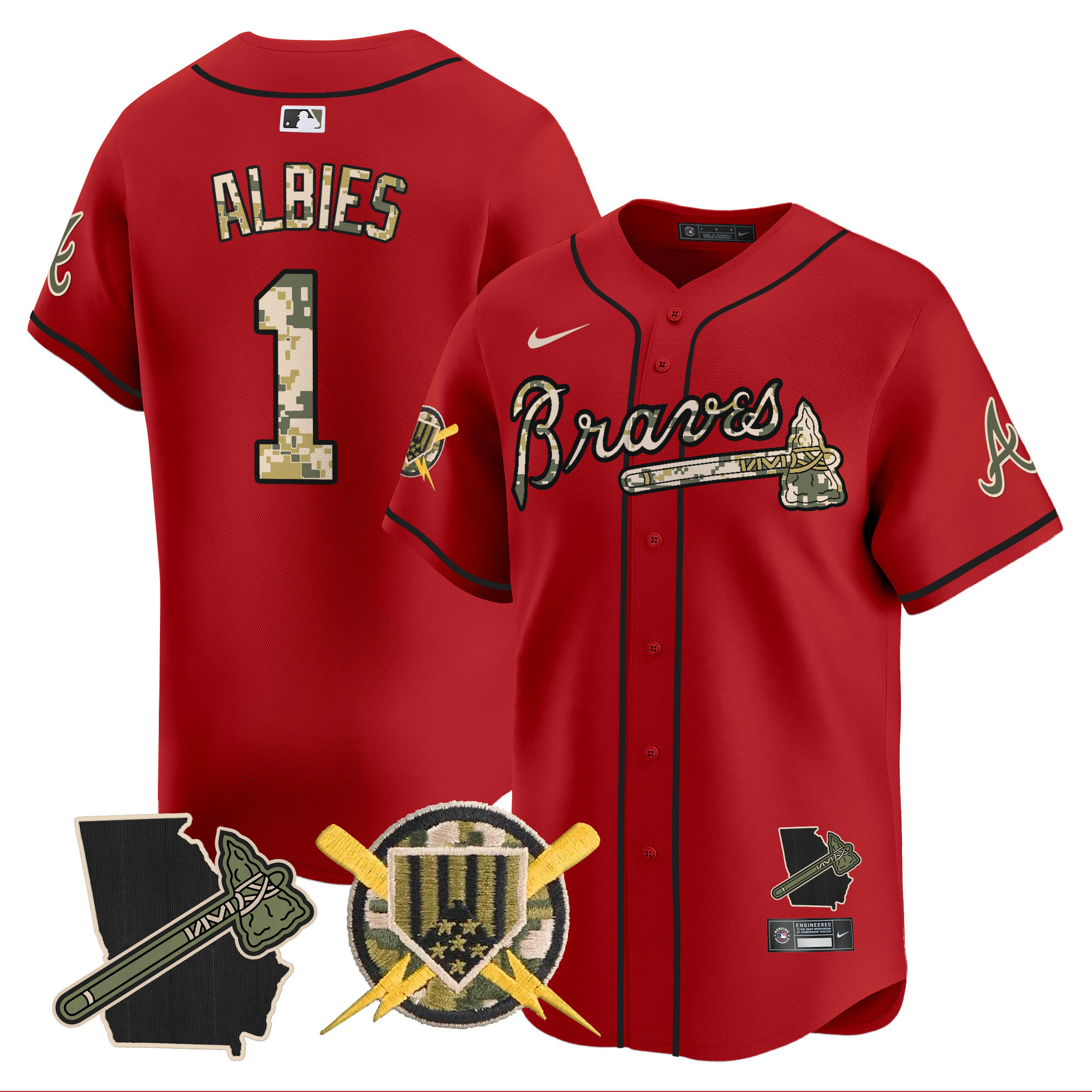 Men's Ozzie Albies Atlanta Braves Armed Forces Day Vapor Premier Limited Red Jersey - All Stitched