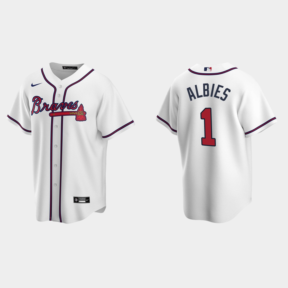 Men's Ozzie Albies Atlanta Braves Home Jersey - White