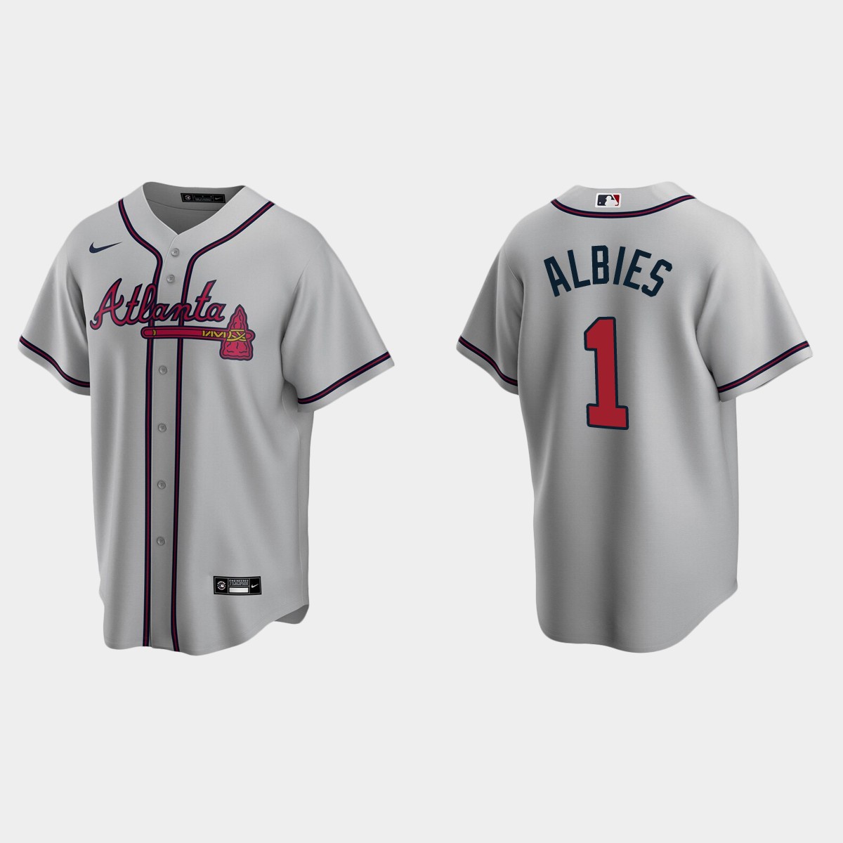 Men's Ozzie Albies Atlanta Braves Road Jersey - Gray