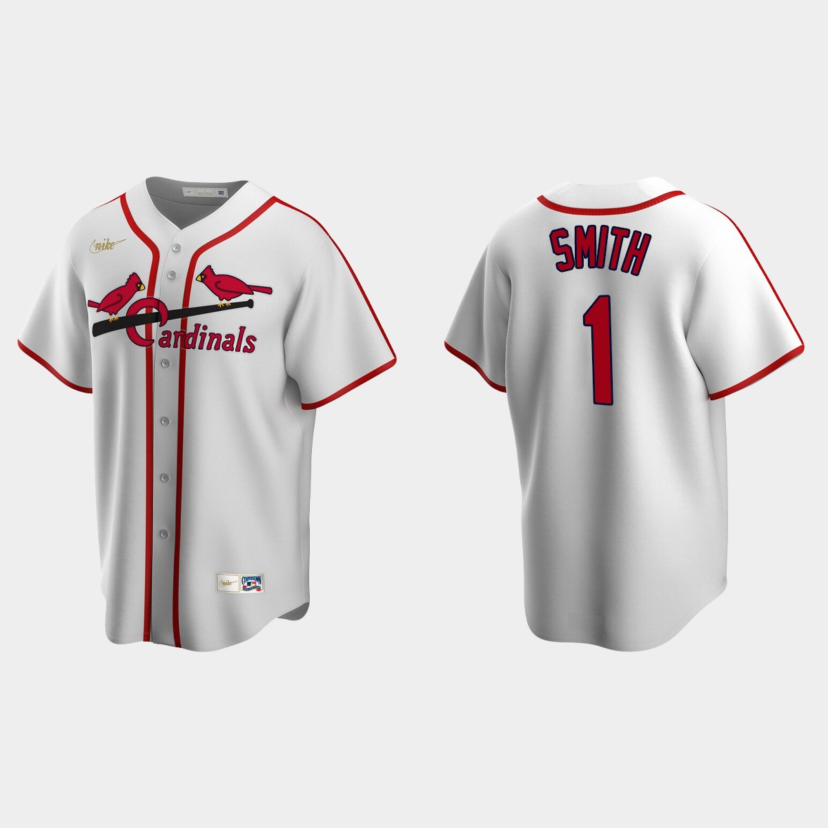 Men's Ozzie Smith #1 St. Louis Cardinals Cooperstown Collection Home Jersey - White