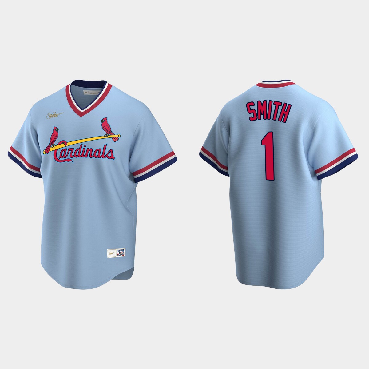 Men's Ozzie Smith #1 St. Louis Cardinals Cooperstown Collection Road Jersey - Light Blue