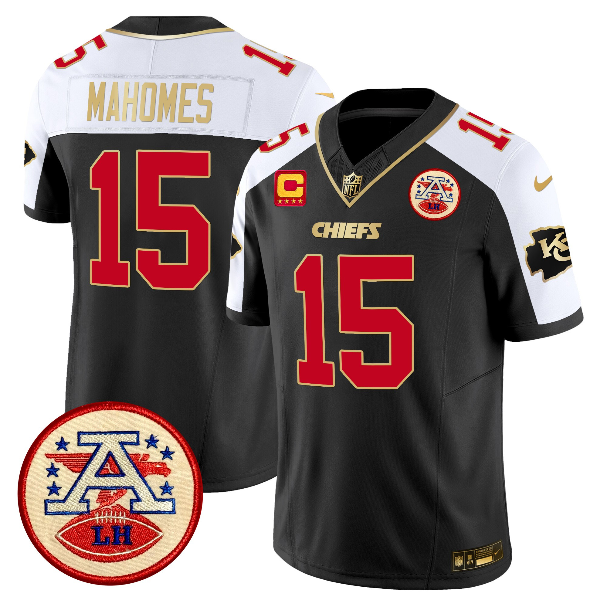 Men's Patrick Mahomes Kansas City Chiefs 2024 Lamar Hunt Patch Vapor Limited Black Alternate Jersey - All Stitched
