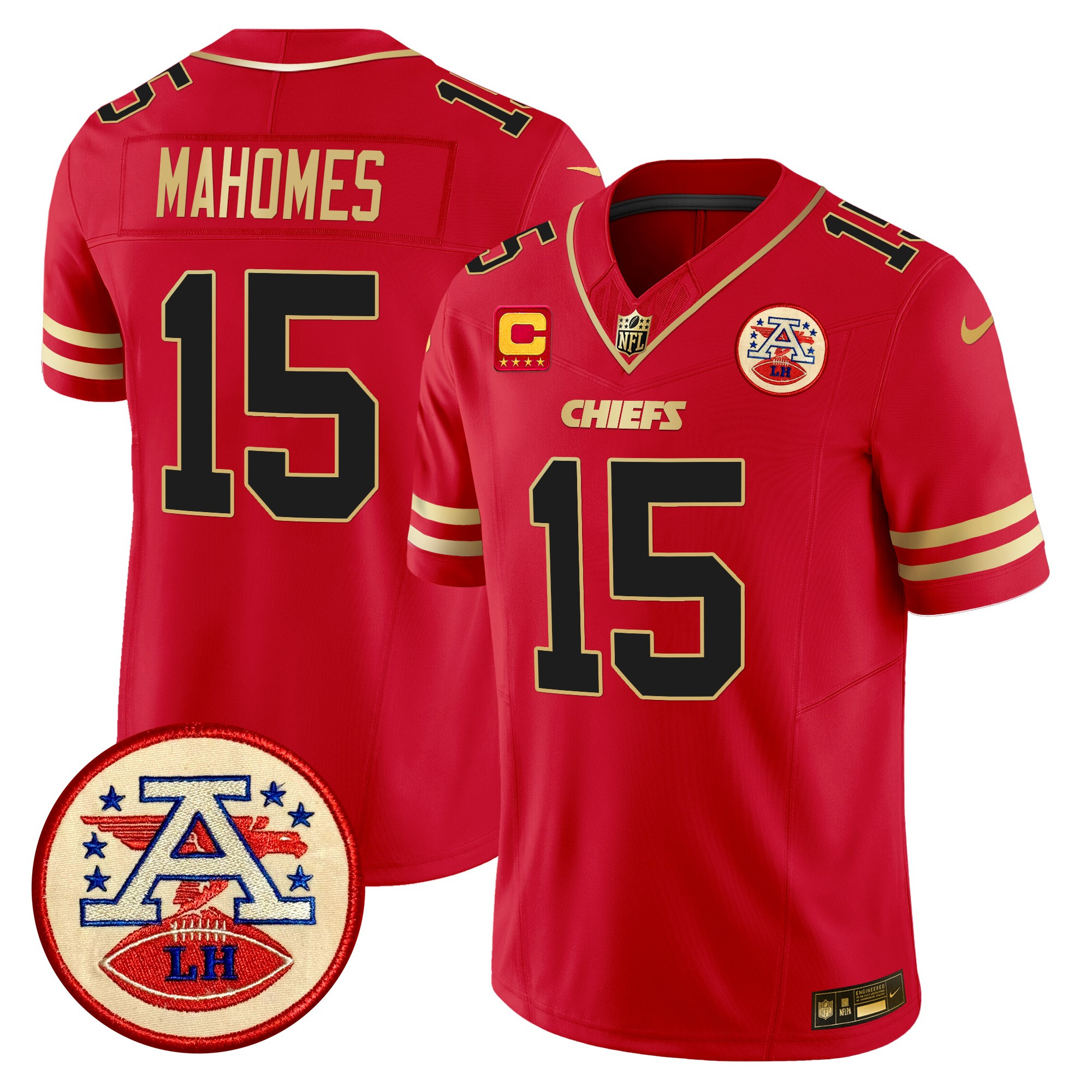 Men's Patrick Mahomes Kansas City Chiefs 2024 Lamar Hunt Patch Vapor Limited Black Red Jersey - All Stitched