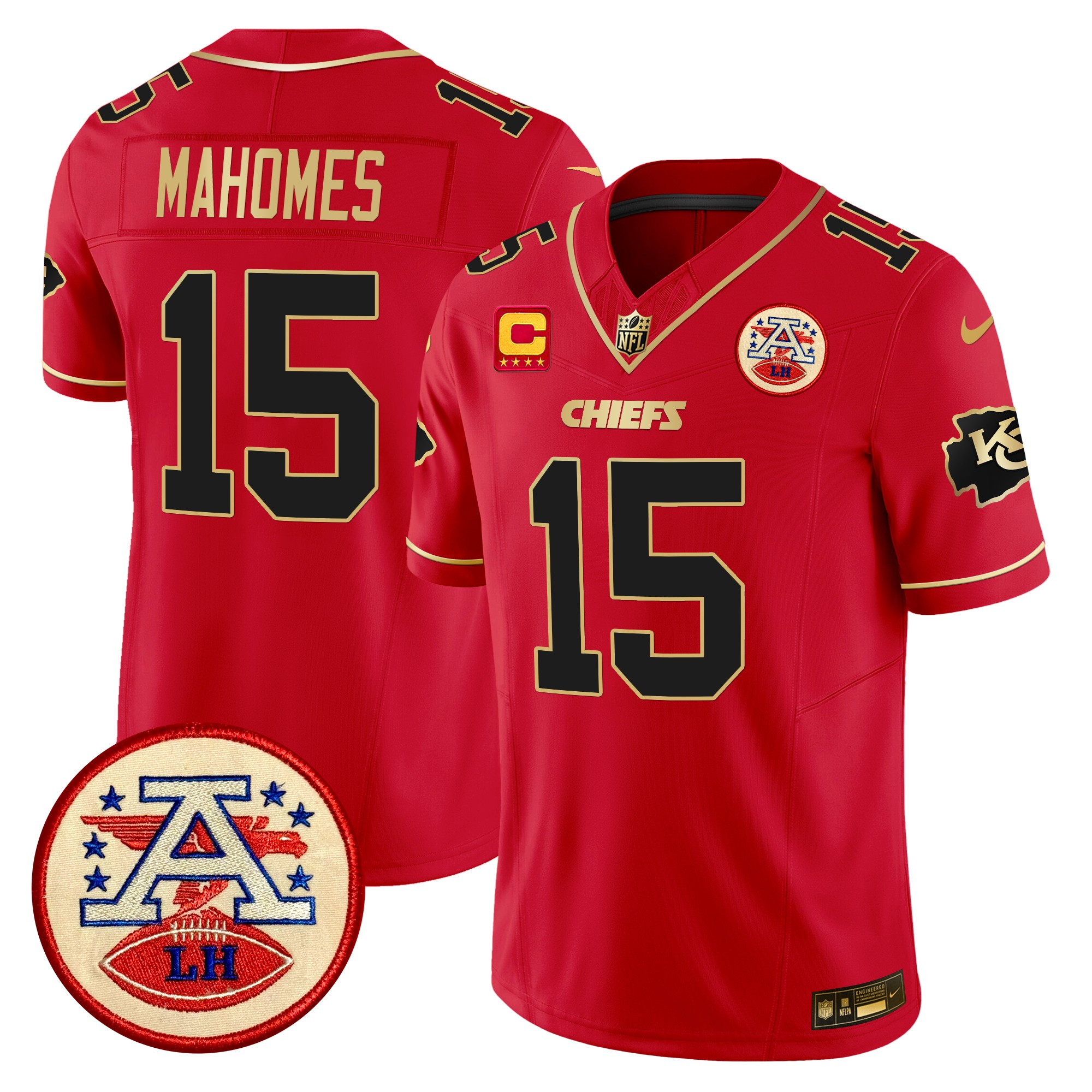 Men's Patrick Mahomes Kansas City Chiefs 2024 Lamar Hunt Patch Vapor Limited Red Special Jersey - All Stitched