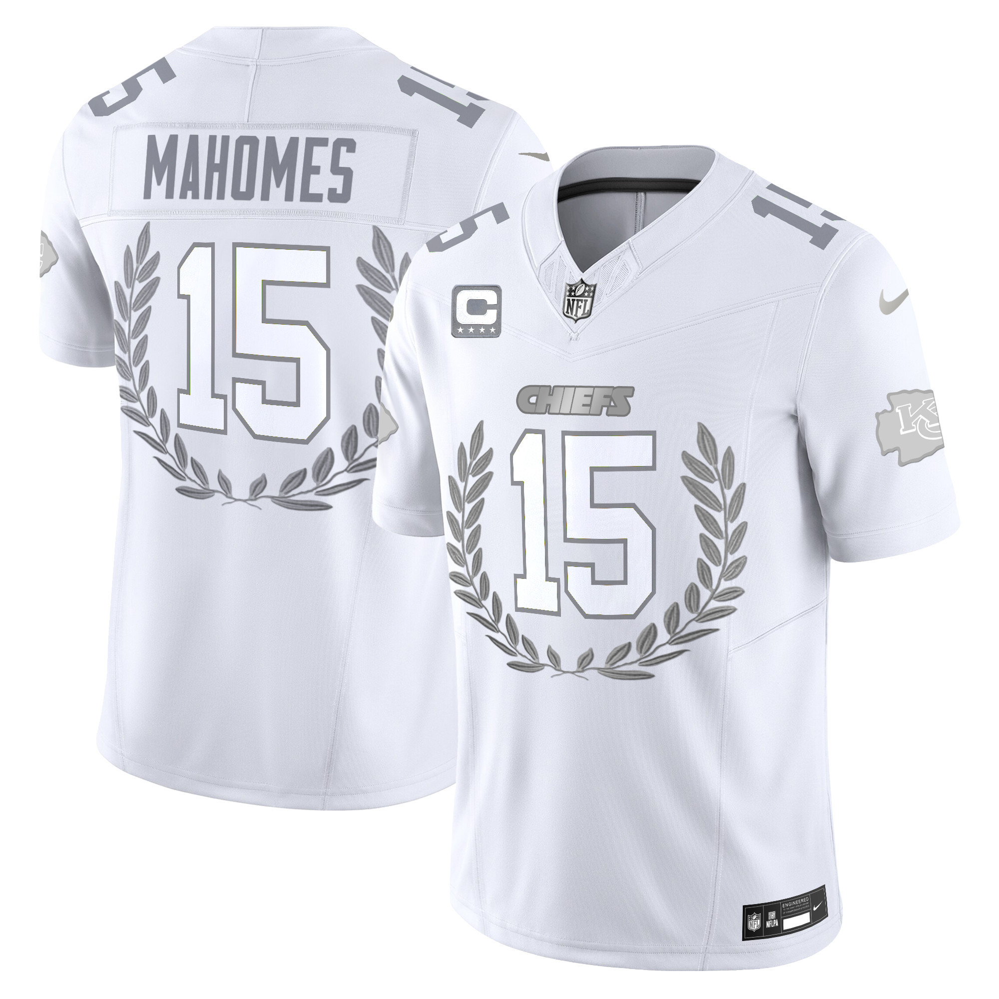 Men's Patrick Mahomes Kansas City Chiefs Platinum MVP Vapor Limited Jersey - All Stitched