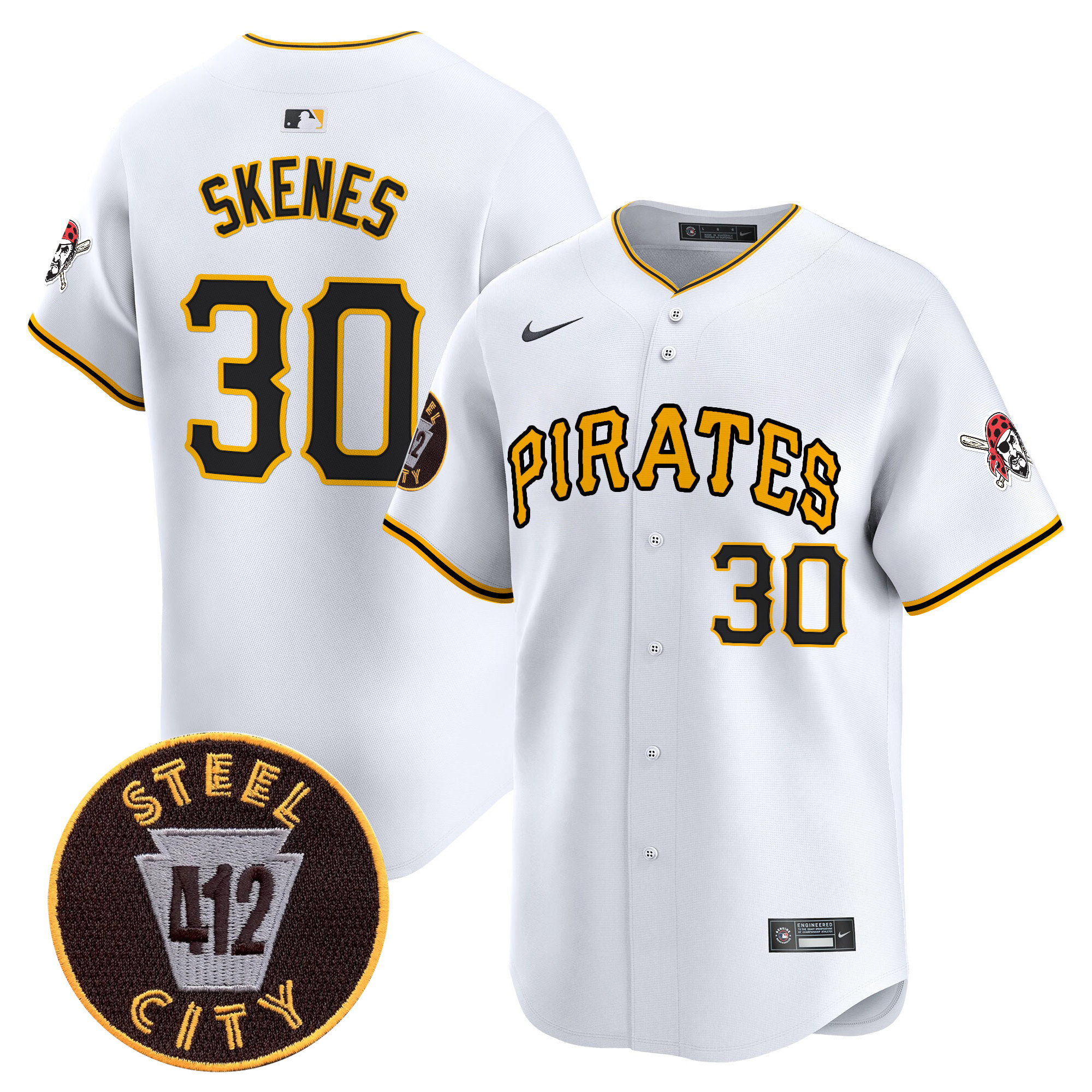 Men's Paul Skenes Pittsburgh Pirates 412 Patch Vapor Premier Limited White Jersey V3 - All Stitched