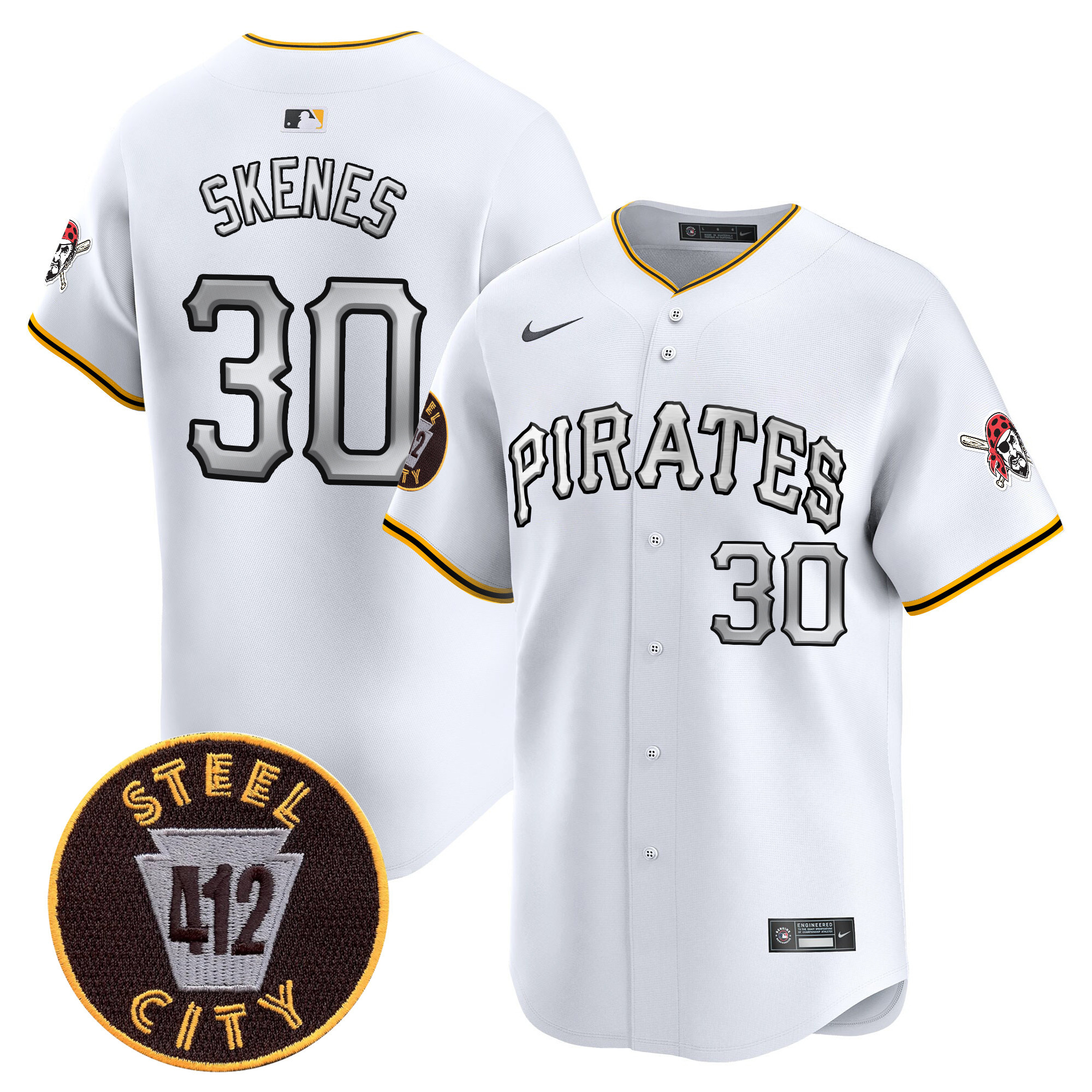 Men's Paul Skenes Pittsburgh Pirates 412 Patch Vapor Premier Limited White Jersey V6 - All Stitched