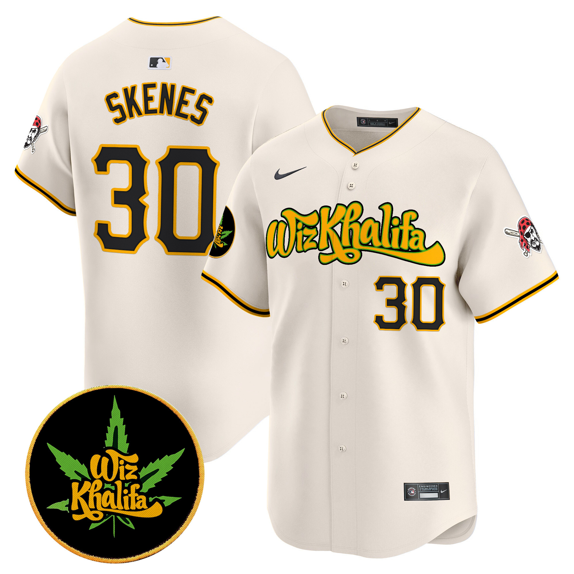 Men's Paul Skenes Pittsburgh Pirates Wiz Khalifa Vapor Premier Limited Cream Jersey - All Stitched