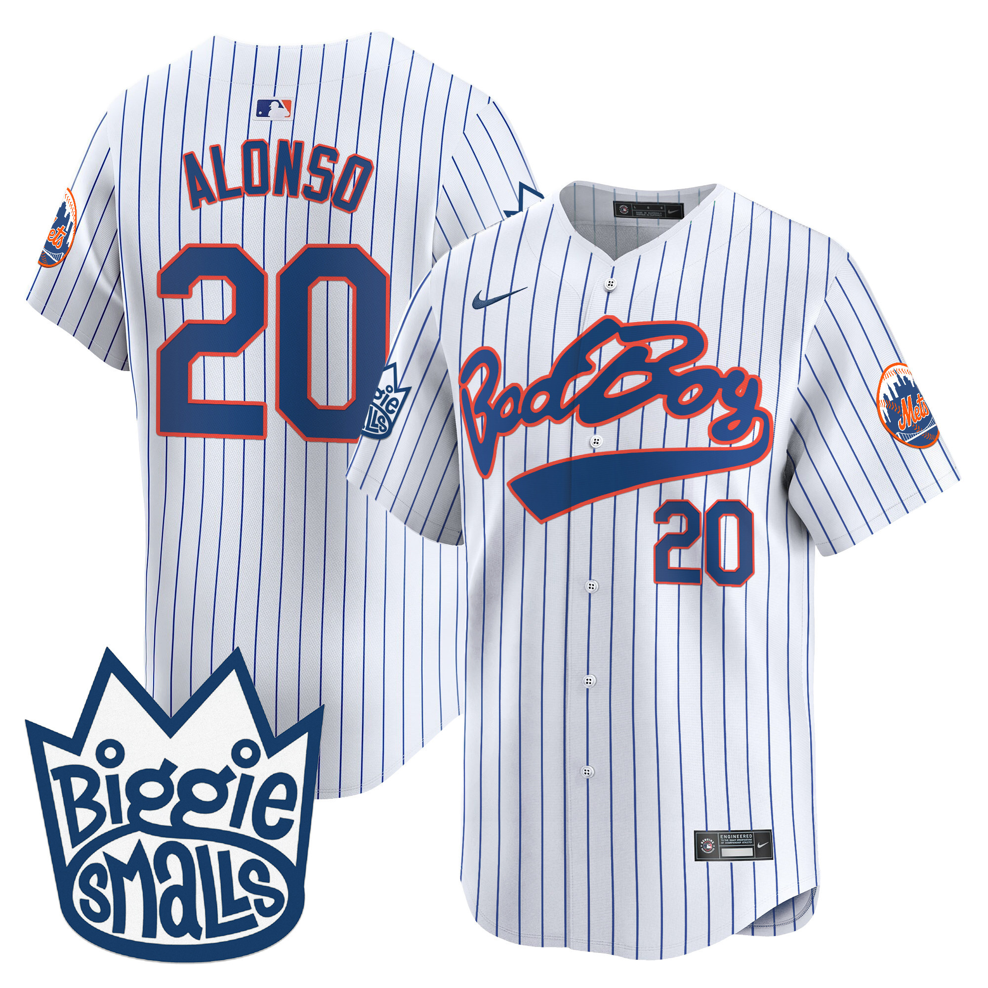 Men's Pete Alonso New York Mets Biggie Smalls Vapor Premier Limited Pinstripe Jersey - All Stitched