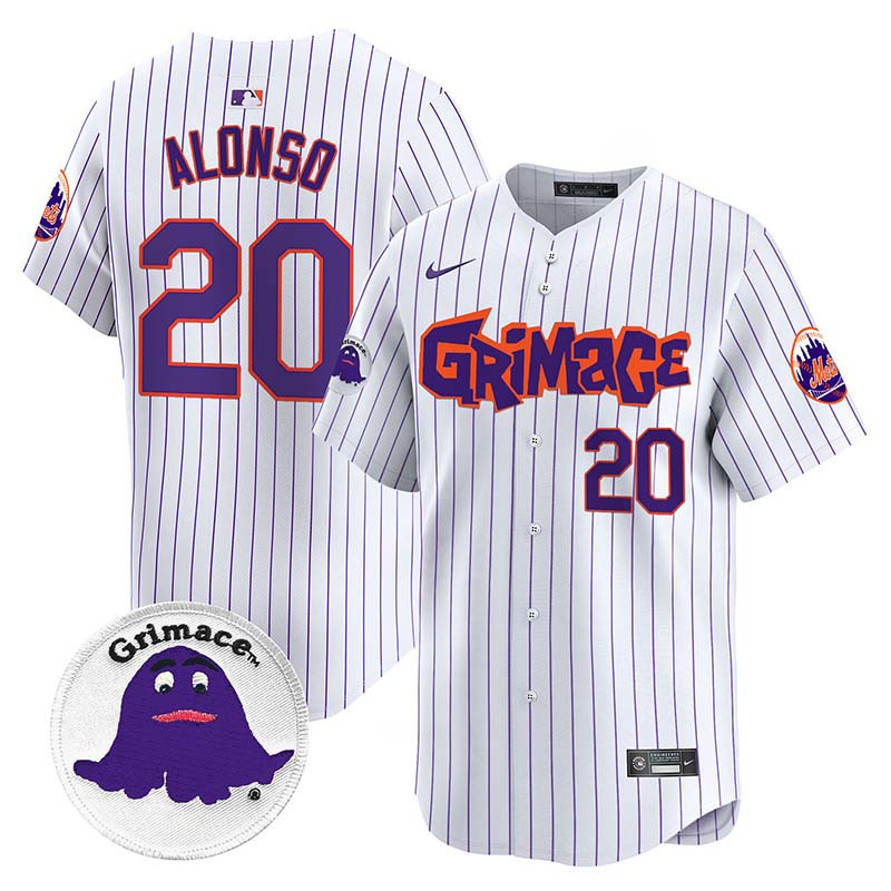 Men's Pete Alonso New York Mets Grimace Vapor Premier Limited Pinstripe Jersey V2 - All Stitched