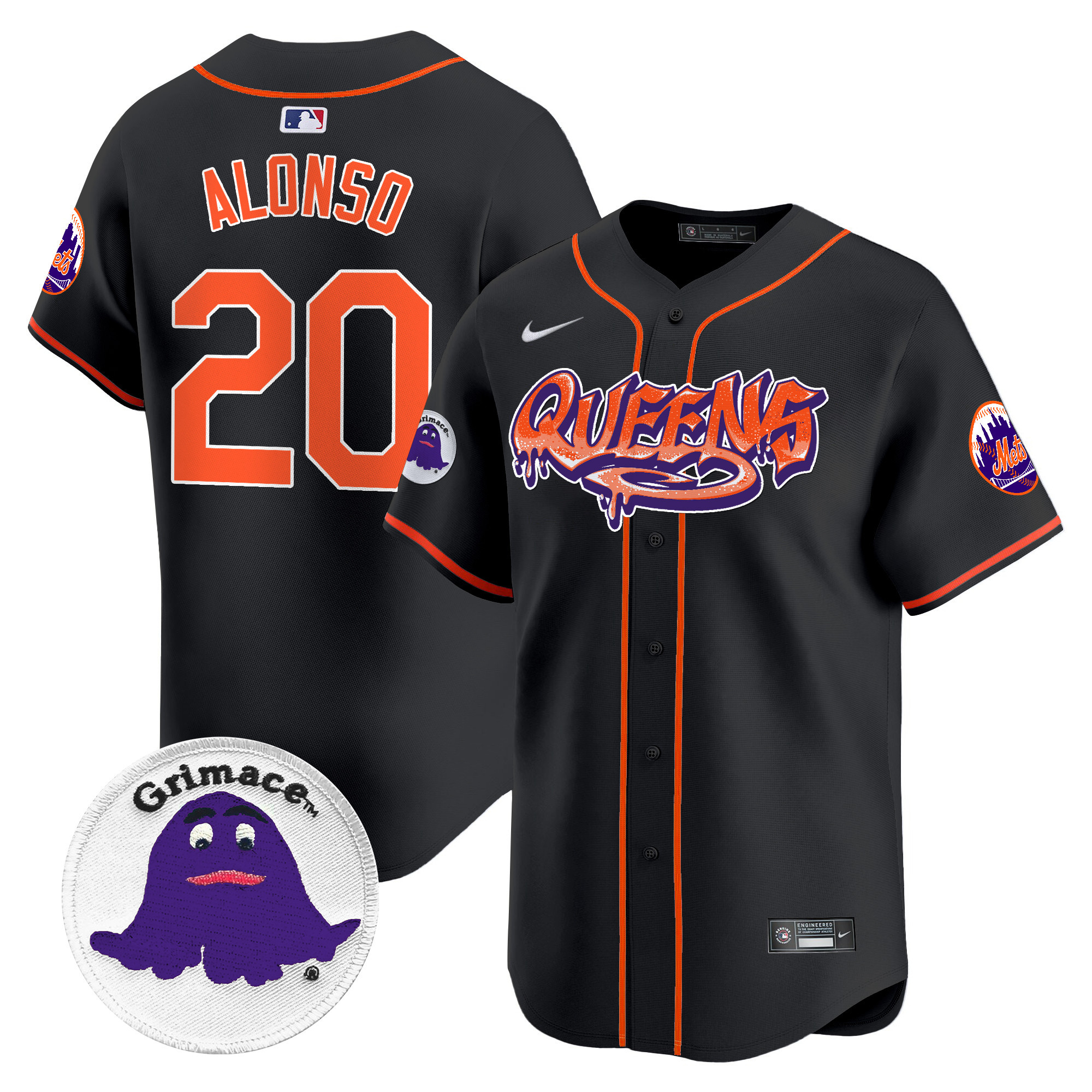 Men's Pete Alonso New York Mets Queens Graffiti Vapor Premier Limited Black Jersey - All Stitched