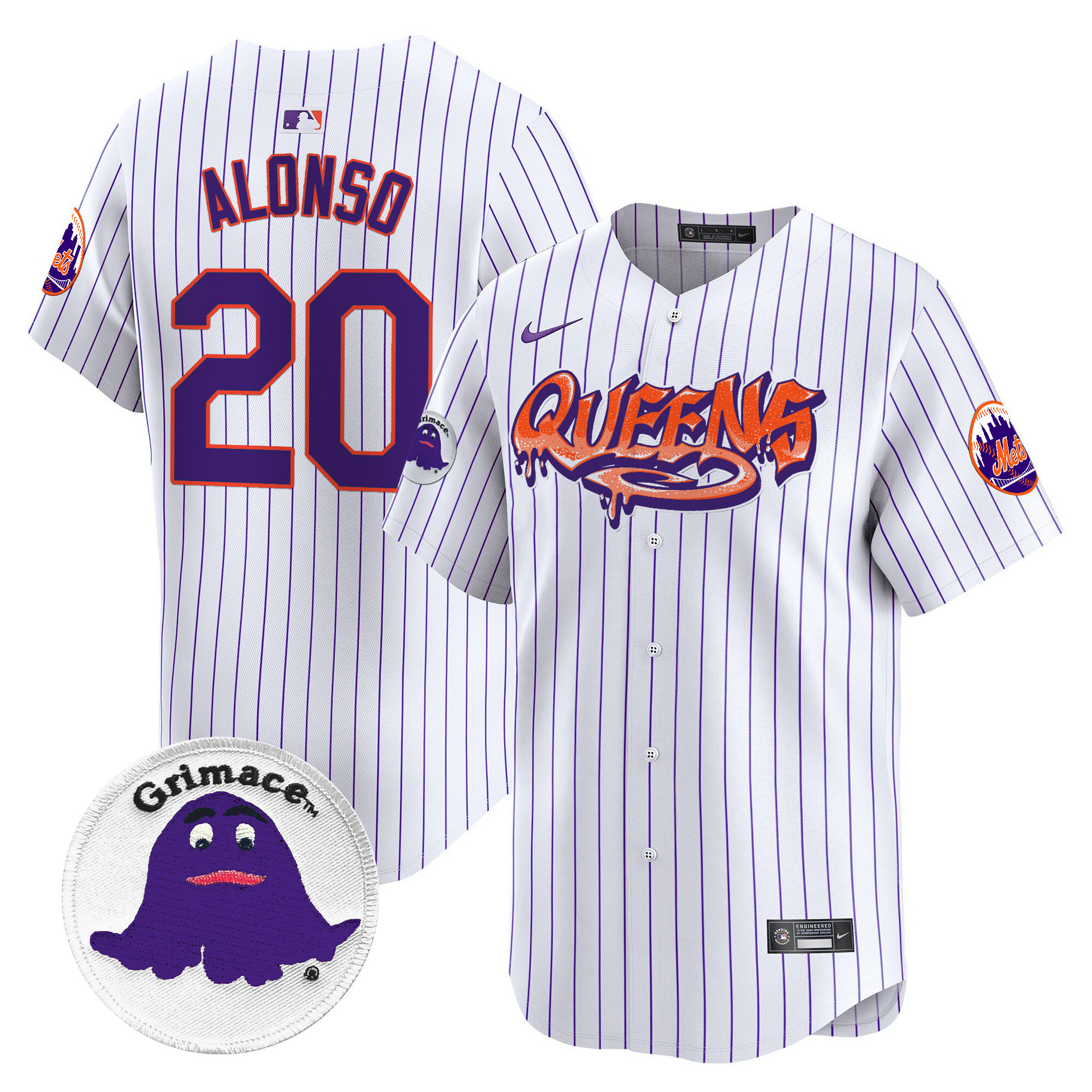 Men's Pete Alonso New York Mets Queens Graffiti Vapor Premier Limited Pinstripe Jersey - All Stitched