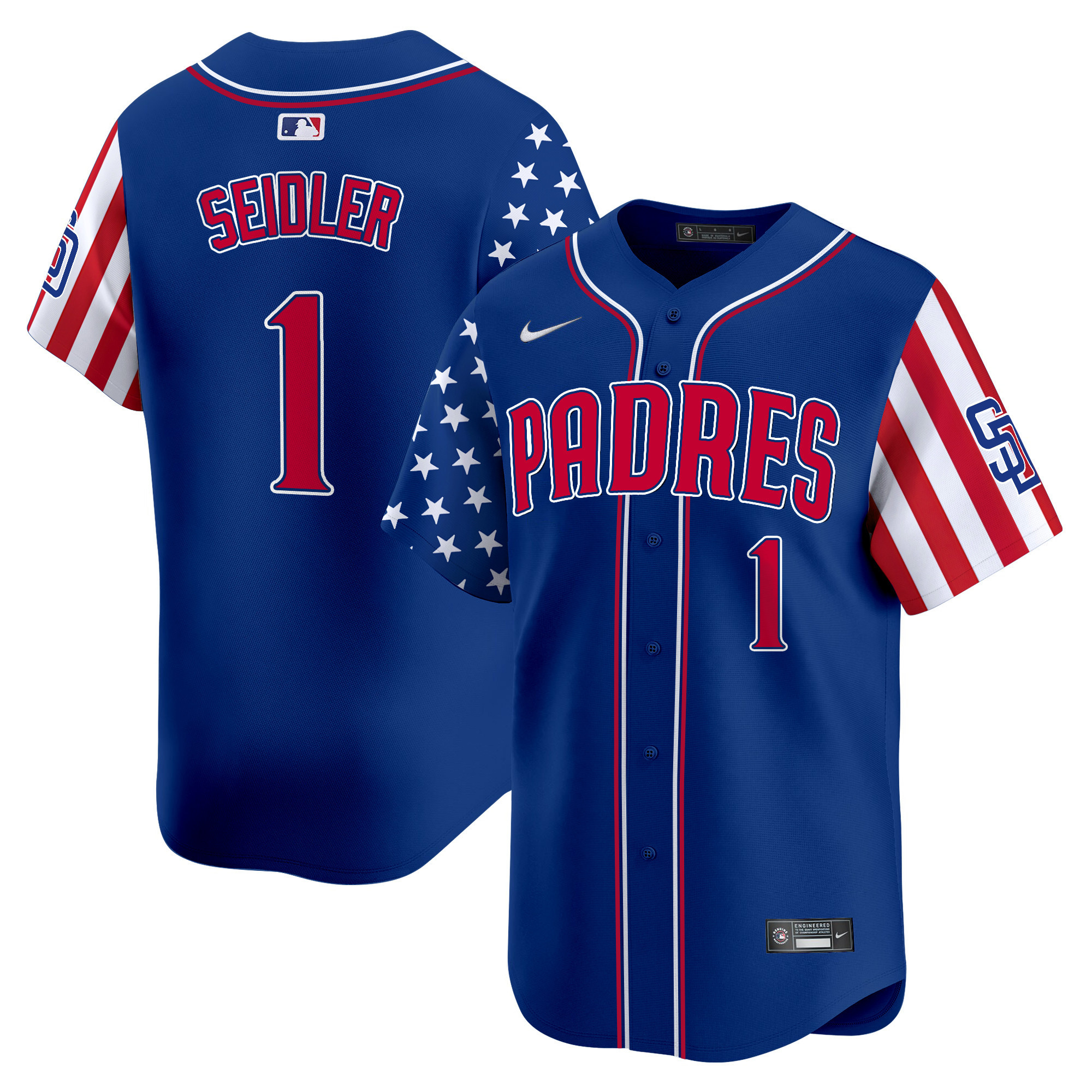 Men's Peter Seidler San Diego Padres 2024 Independence Day Vapor Premier Limited Royal Jersey - All Stitched