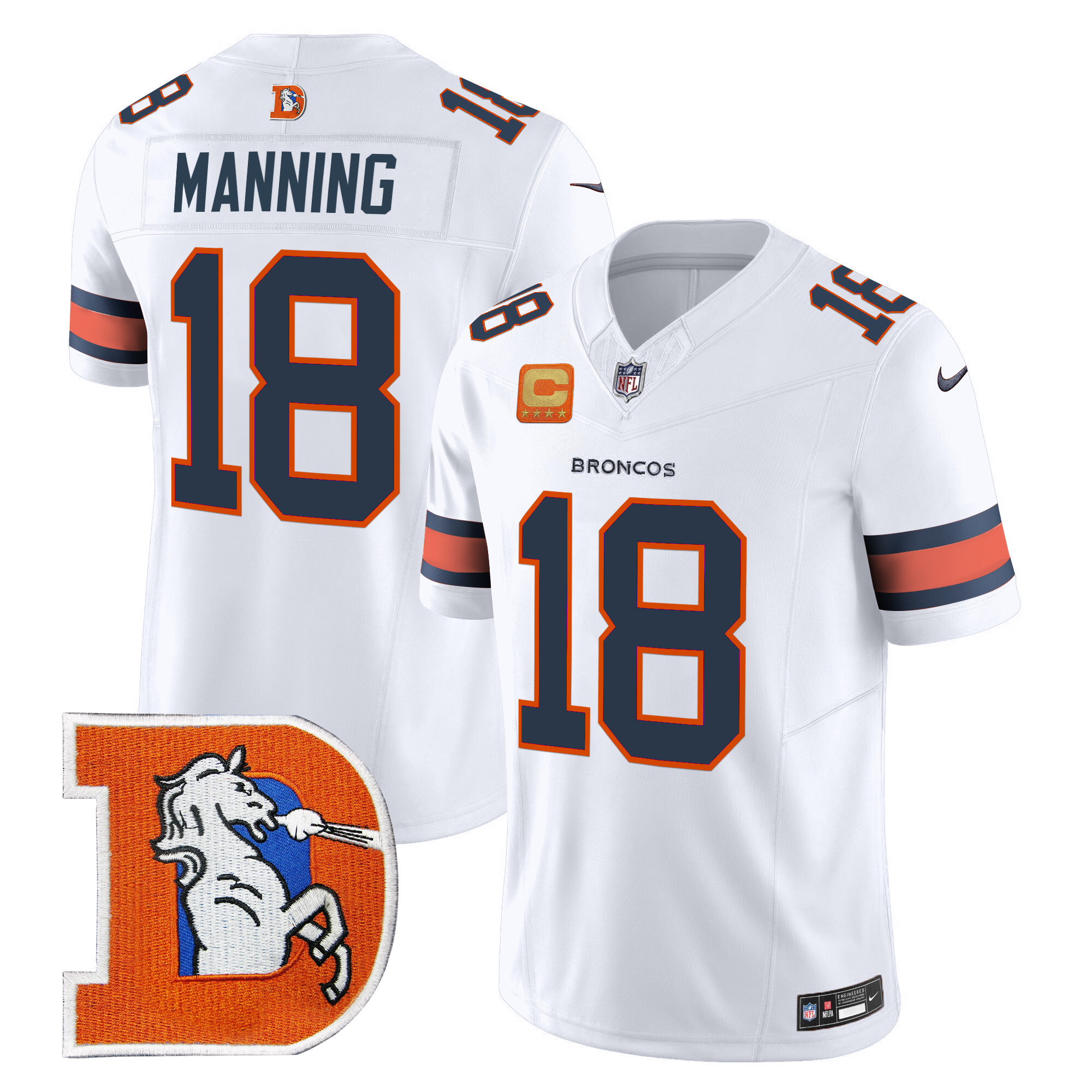 Men's Peyton Manning Denver Broncos Throwback Vapor Limited White Jersey - All Stitched