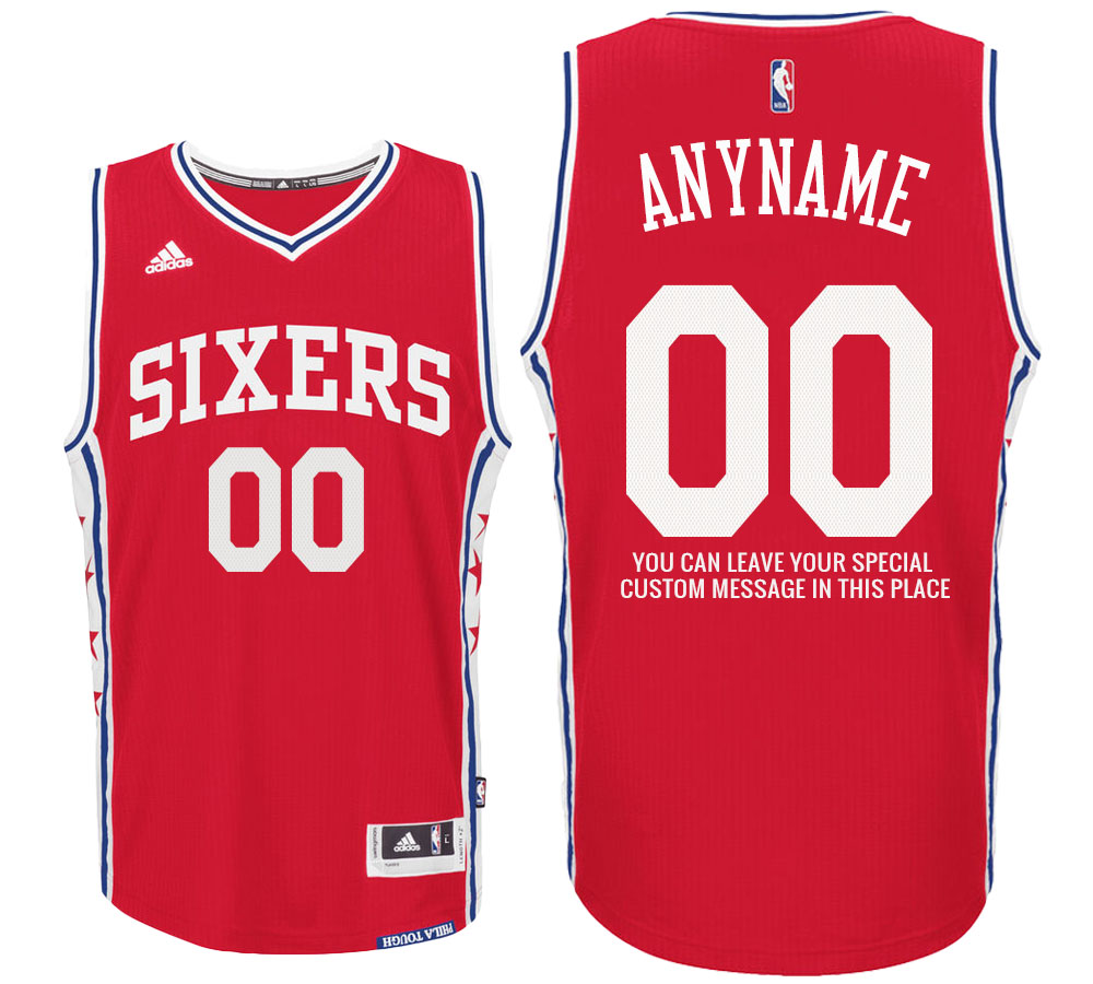 Mens Philadelphia 76ers Road Red Custom Message Jersey