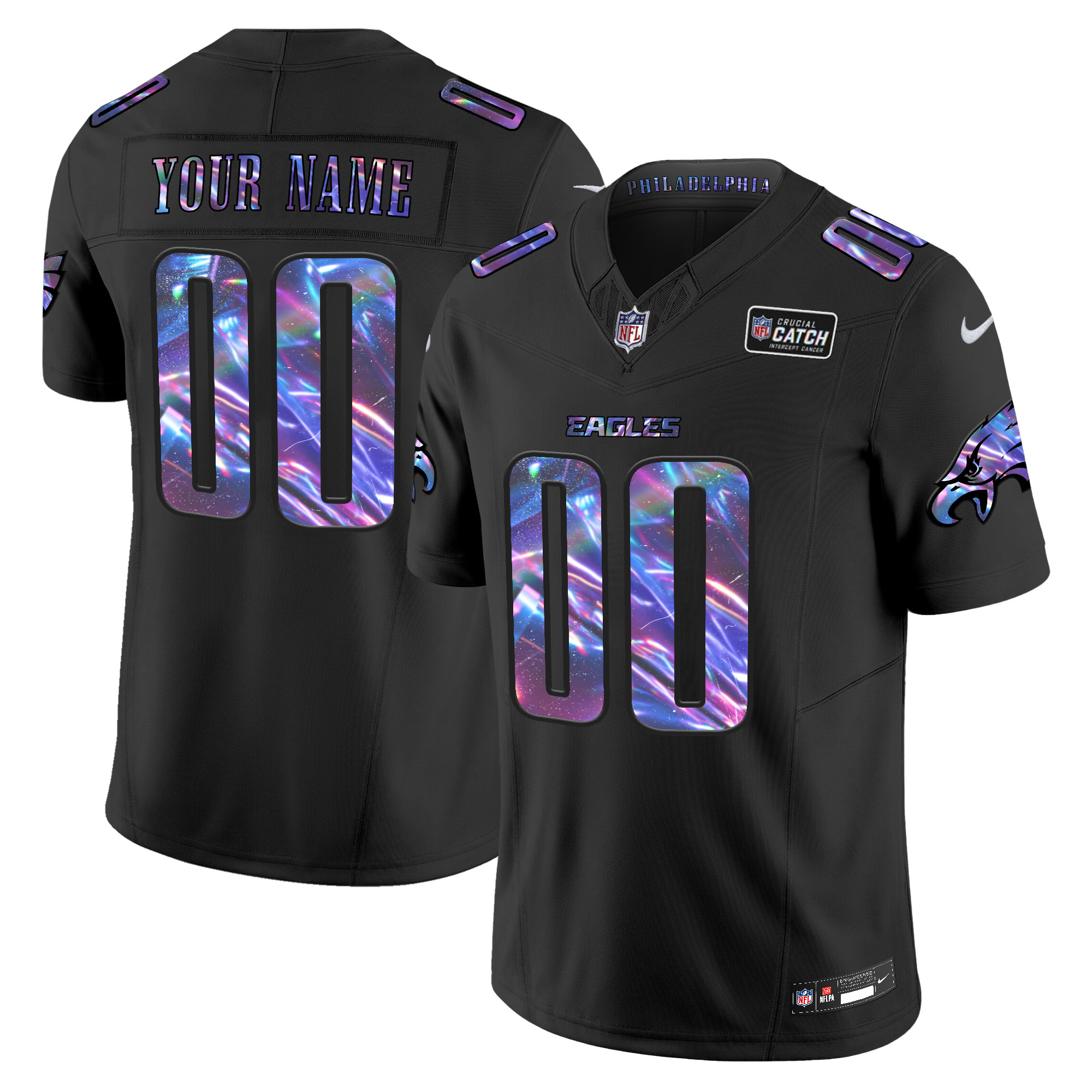 Men's Philadelphia Eagles 2024 Crucial Catch Vapor Limited Custom Black Jersey - All Stitched