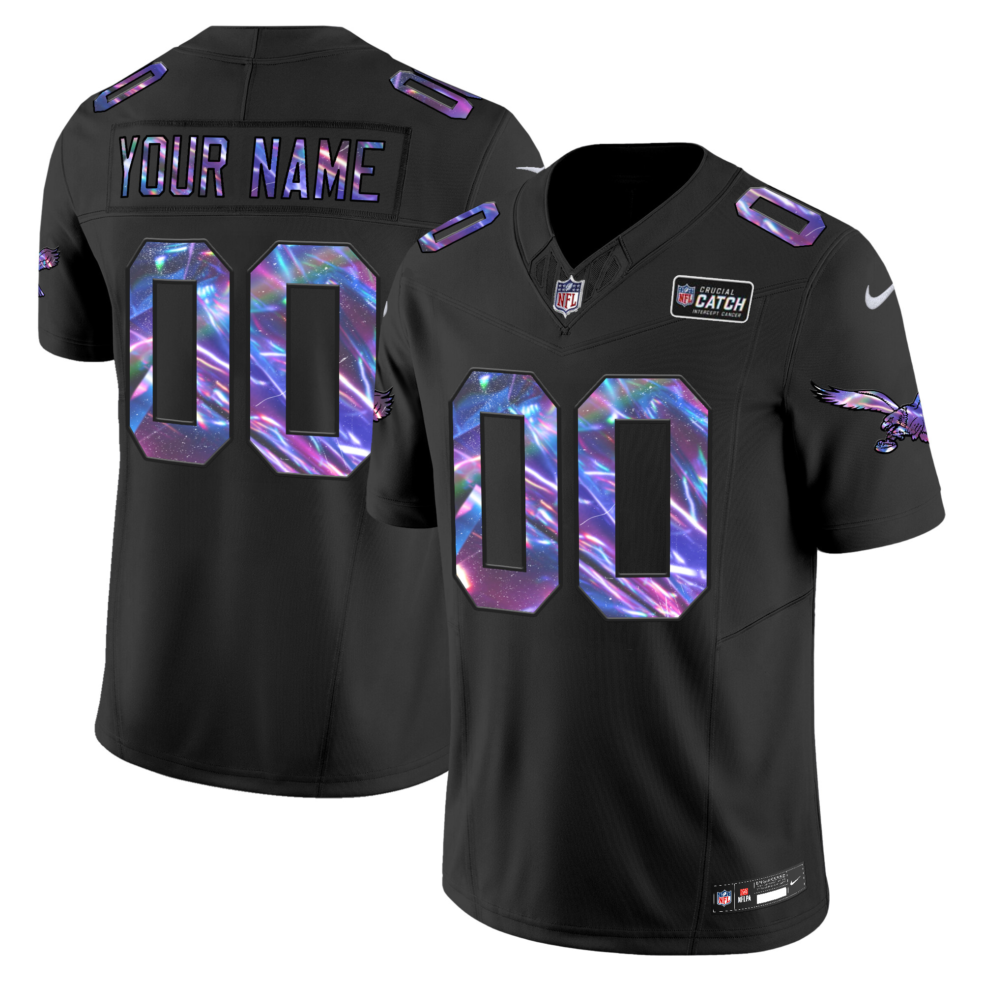 Men's Philadelphia Eagles 2024 Crucial Catch Vapor Limited Custom Black Jersey - All Stitched
