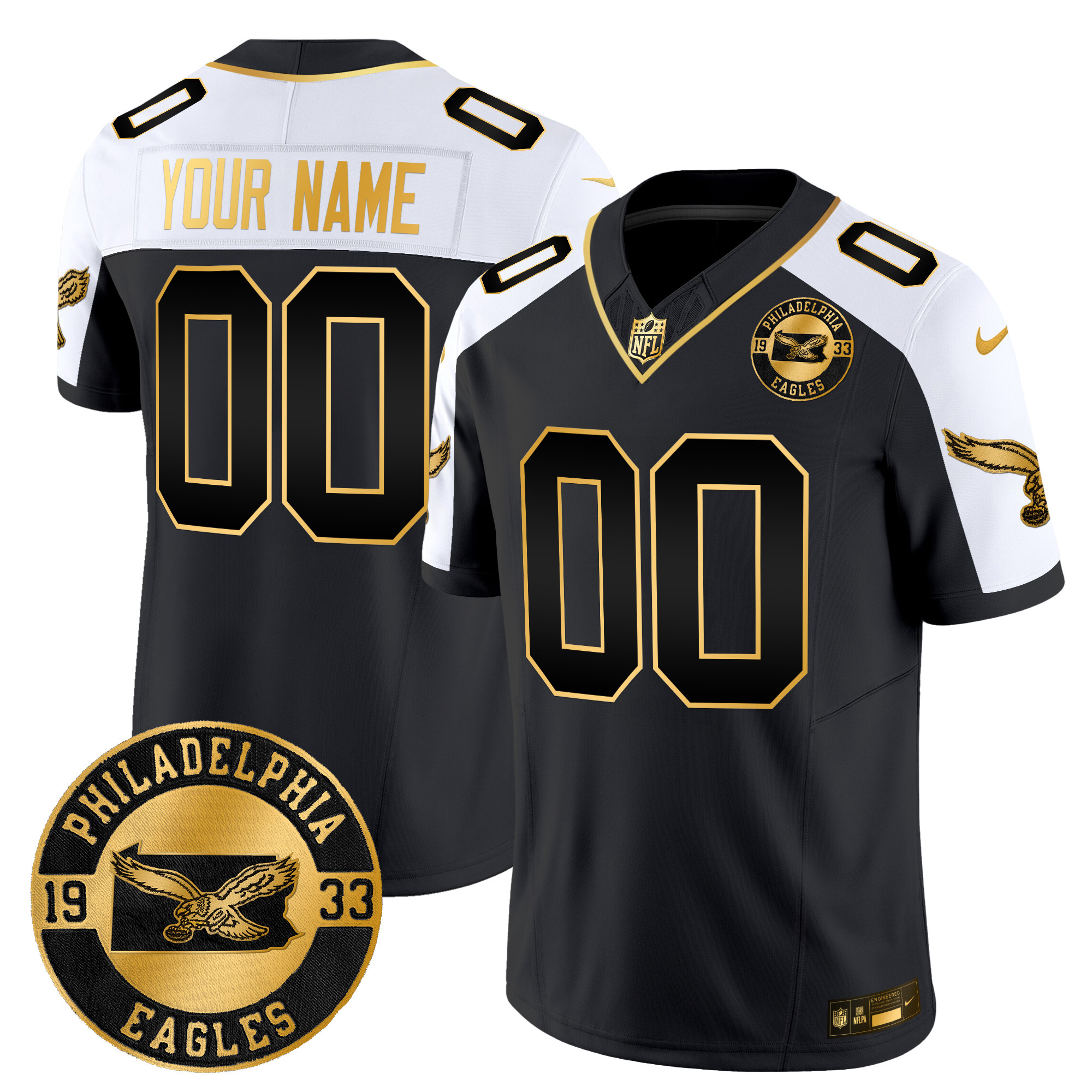 Men's Philadelphia Eagles 2024 Throwback Gold Vapor Limited Custom Alternate Jersey - All Stitched
