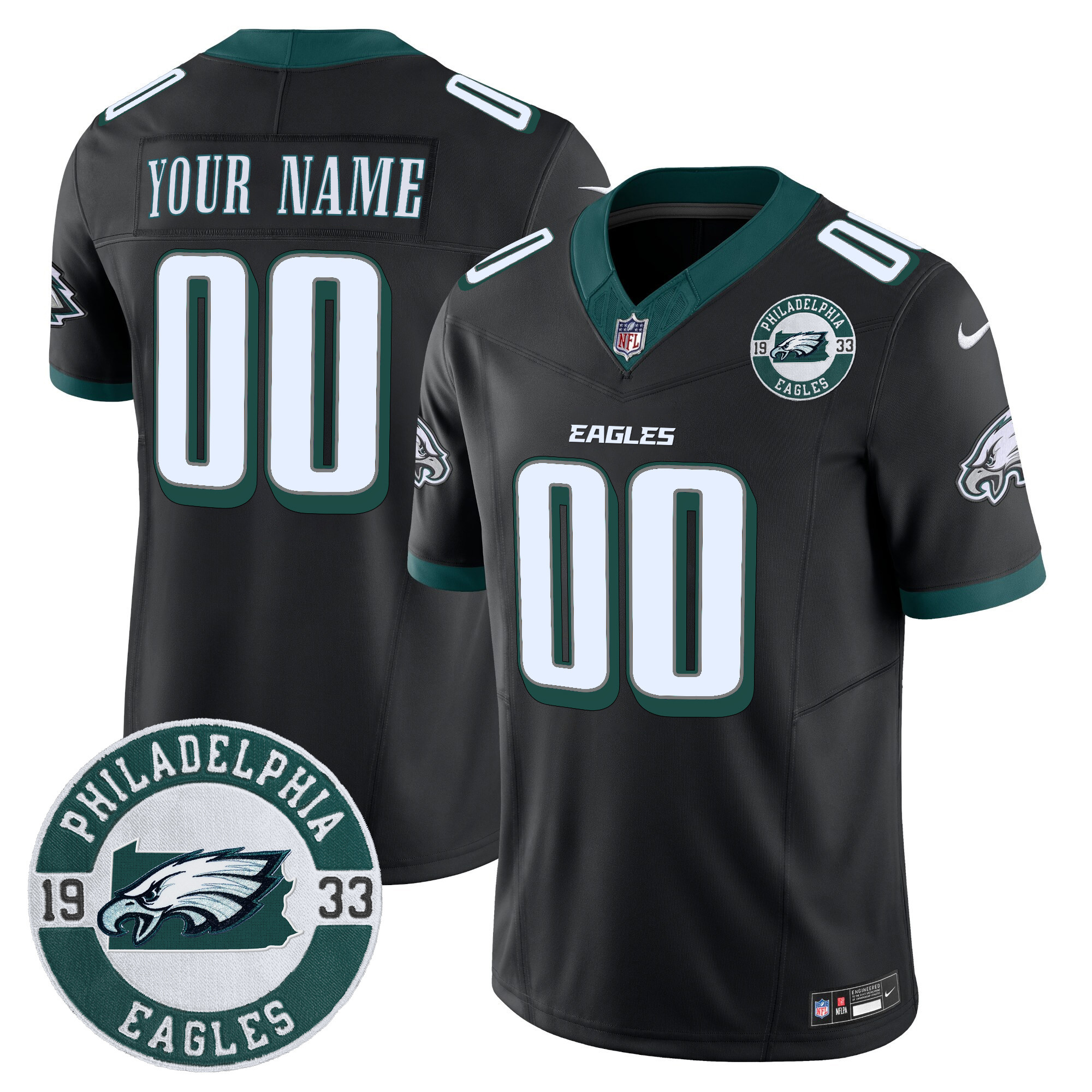 Men's Philadelphia Eagles 2024 Vapor Limited Custom Black Jersey - All Stitched