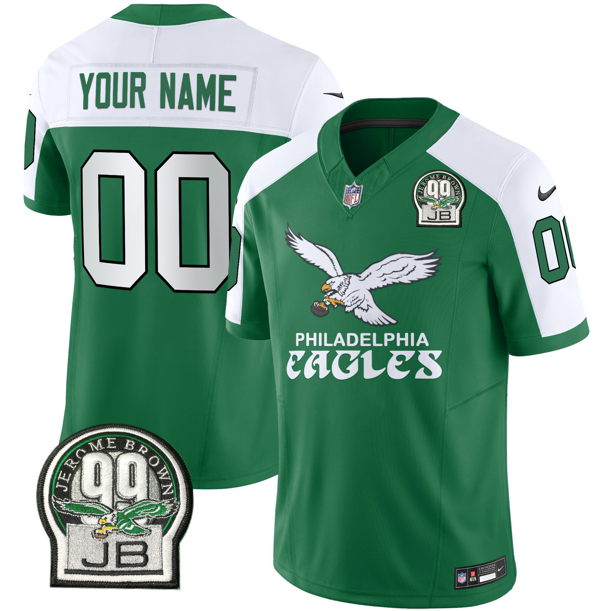 Men's Philadelphia Eagles Kelly Green Vapor Limited Custom Kelly Alternate Jersey V5 - All Stitched