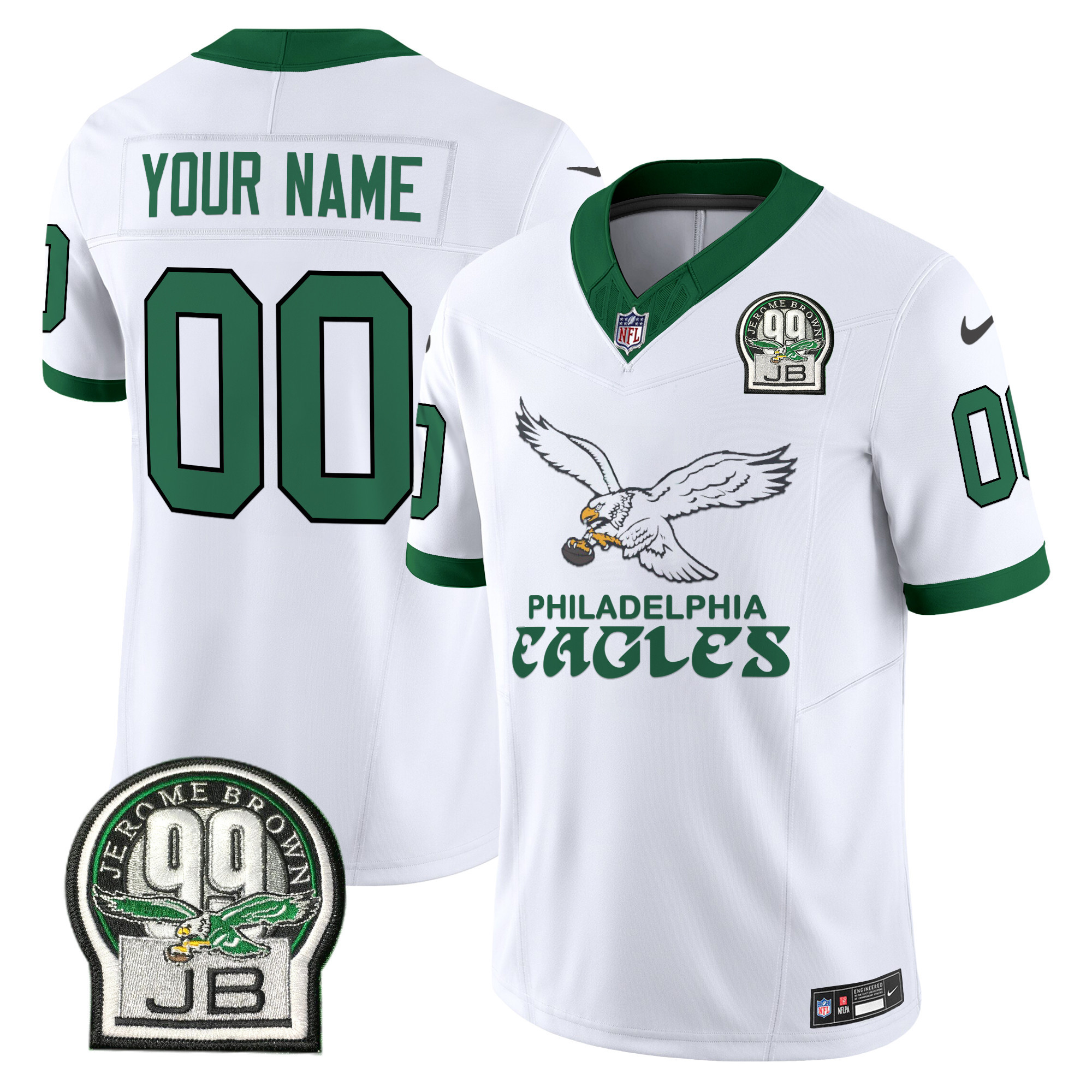 Men's Philadelphia Eagles Kelly Green Vapor Limited Custom Kelly White Jersey V5 - All Stitched