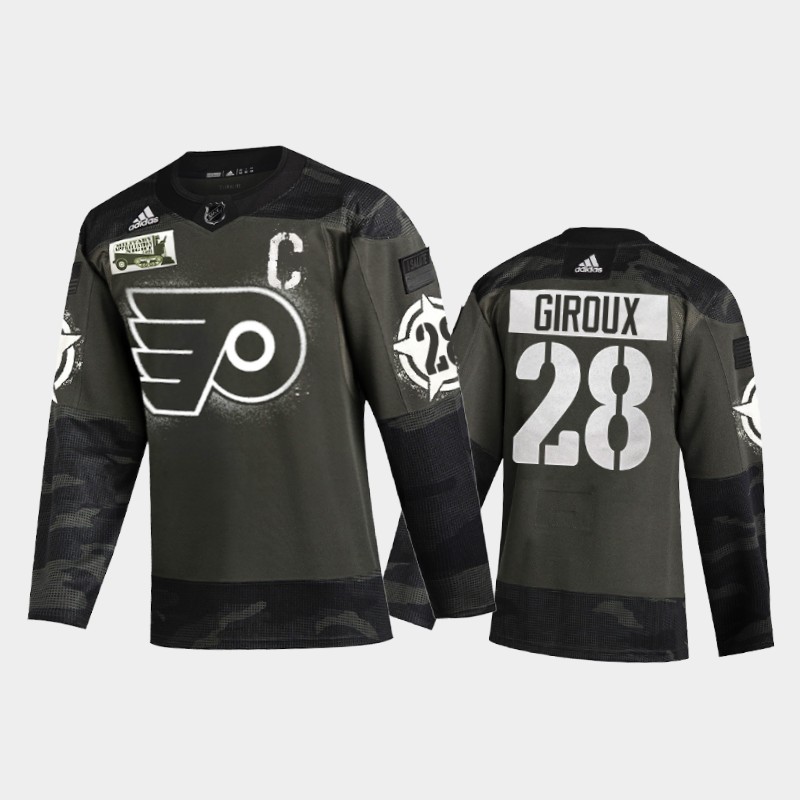 Men's Philadelphia Flyers Claude Giroux #28 2021 Military Appreciation Night Camo Jersey