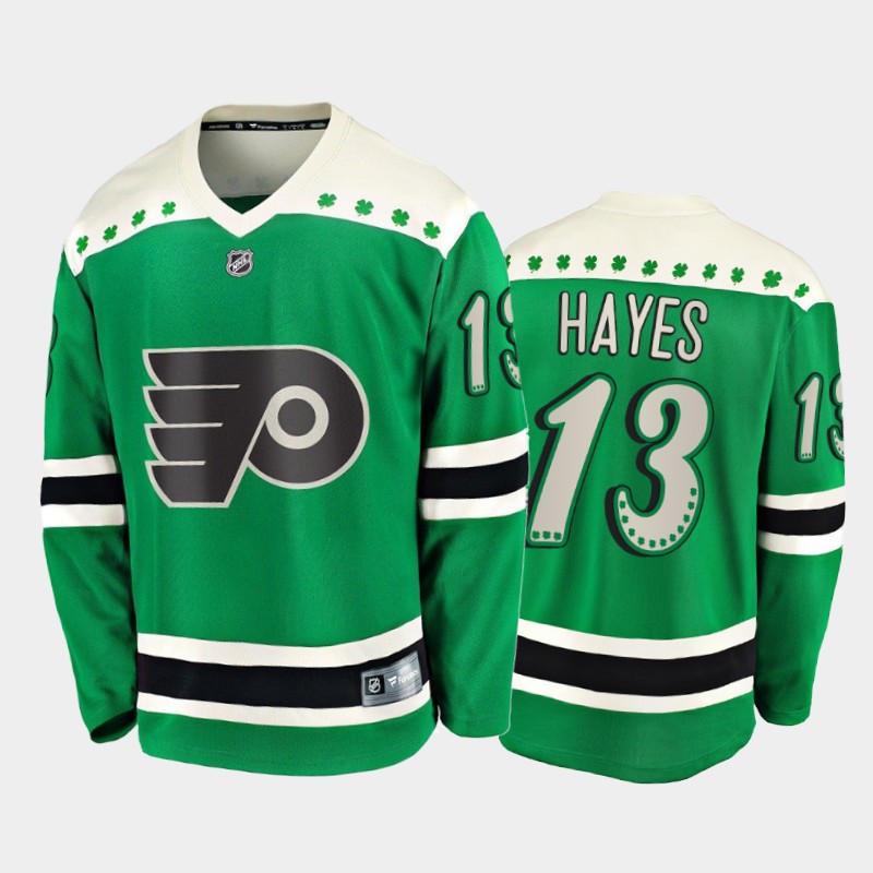 Men's Philadelphia Flyers Kevin Hayes #13 2021 St. Patrick's Day Green Jersey