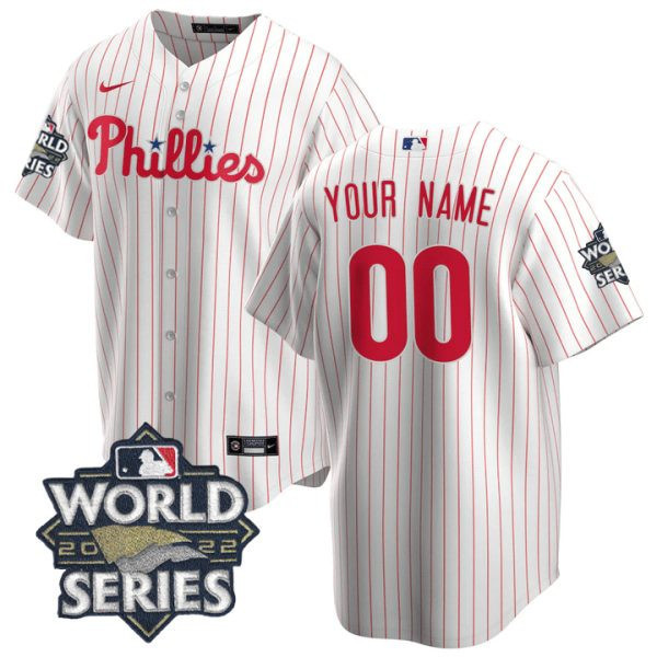Men's Philadelphia Phillies 2022 World Series Custom Cool Base White  Jersey - All Stitched
