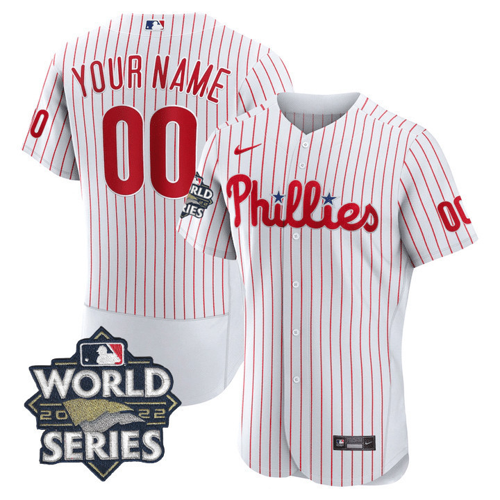 Men's Philadelphia Phillies 2022 World Series Custom Flex Base White  Jersey - All Stitched