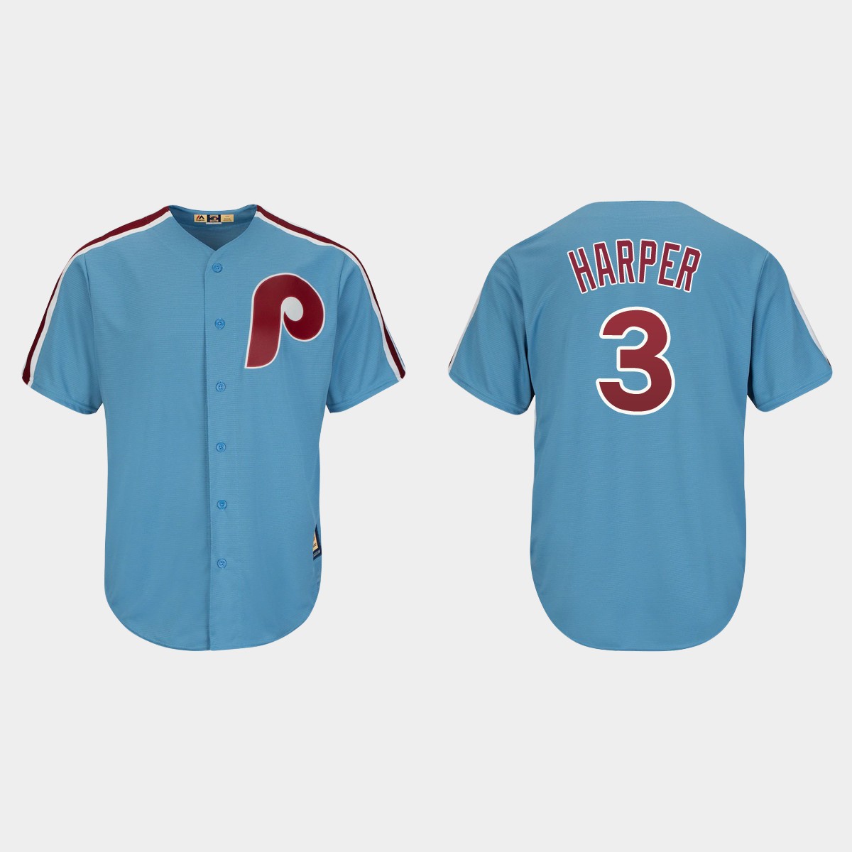 Men's Philadelphia Phillies Bryce Harper Light Blue Cooperstown Player Cool Base Jersey