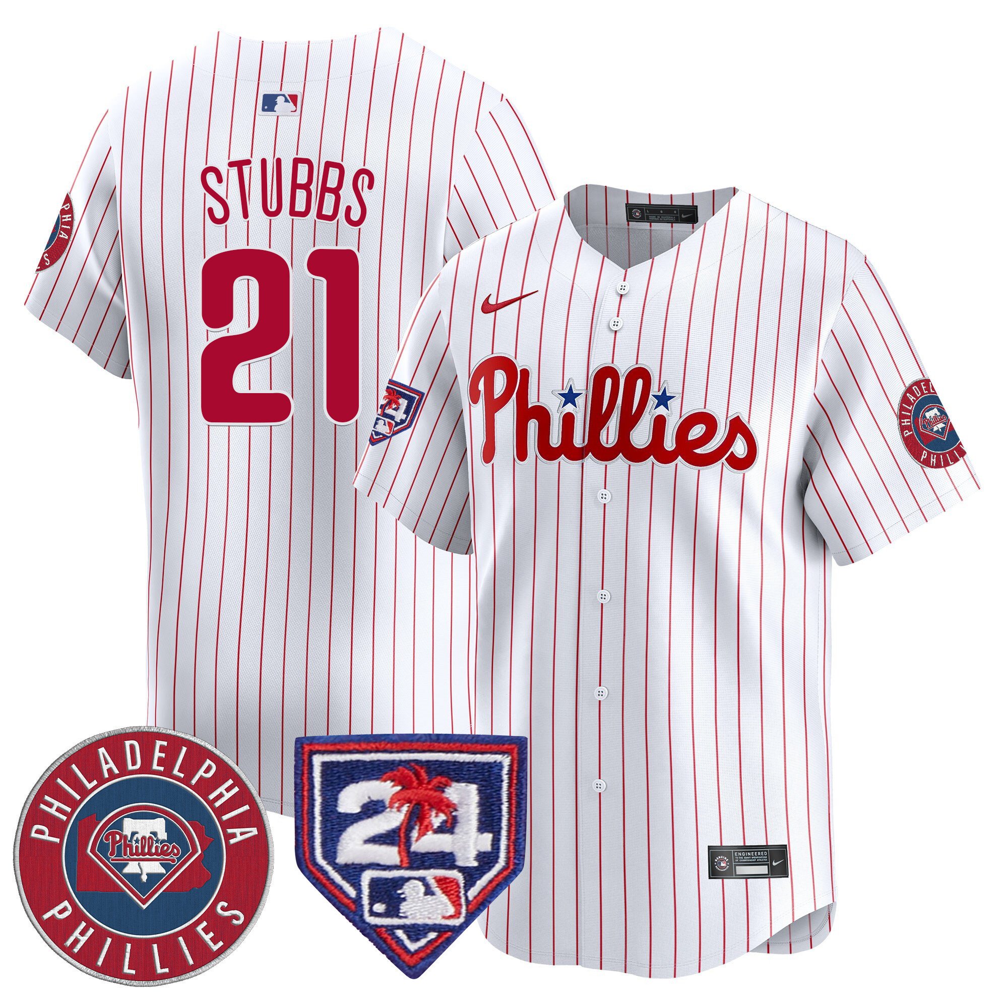 Men's Philadelphia Phillies Garrett Stubbs 2024 Spring Training Patch Vapor Premier Limited White Jersey