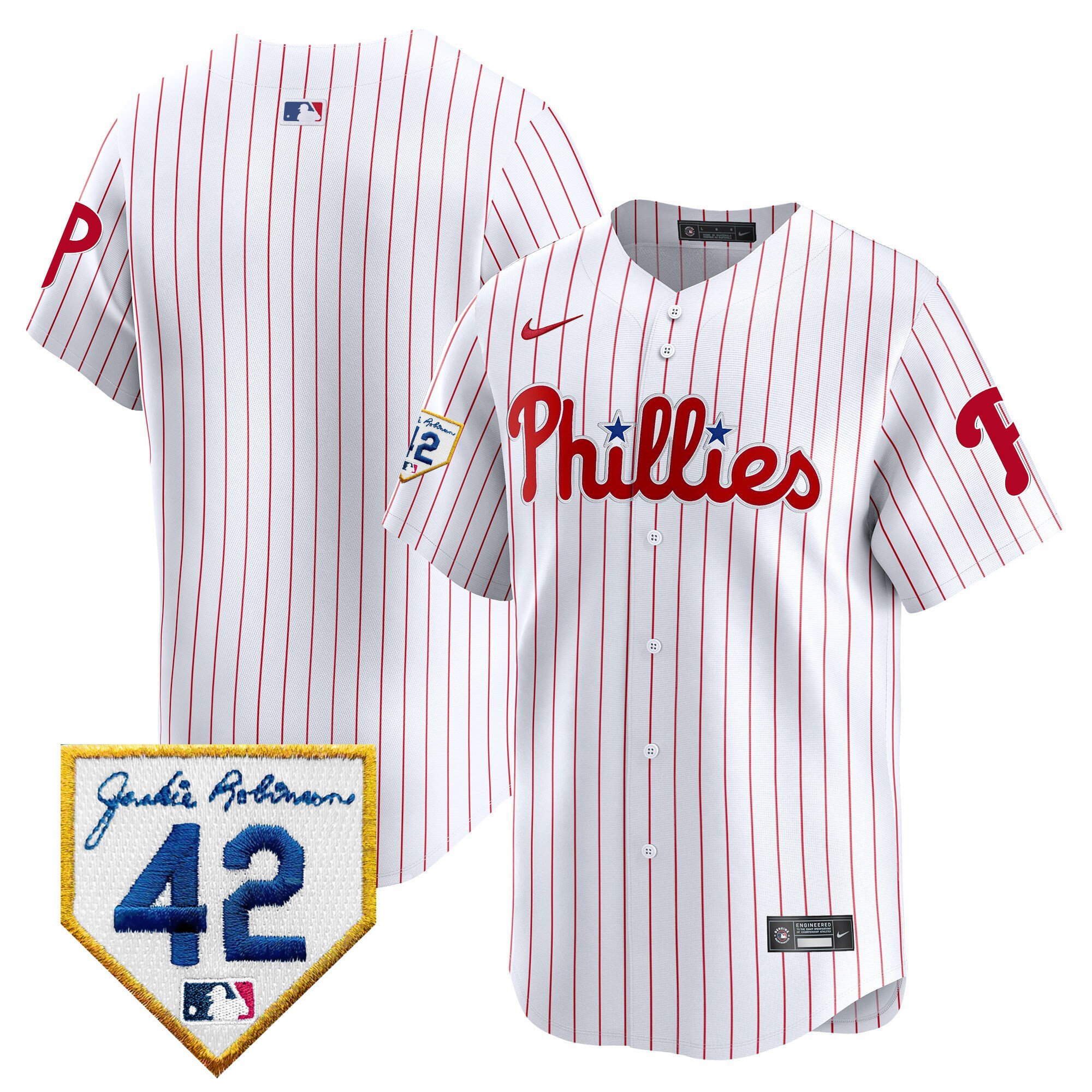 Men's Philadelphia Phillies Team 2024 Jackie Robinson Patch Vapor Premier Limited White Jersey