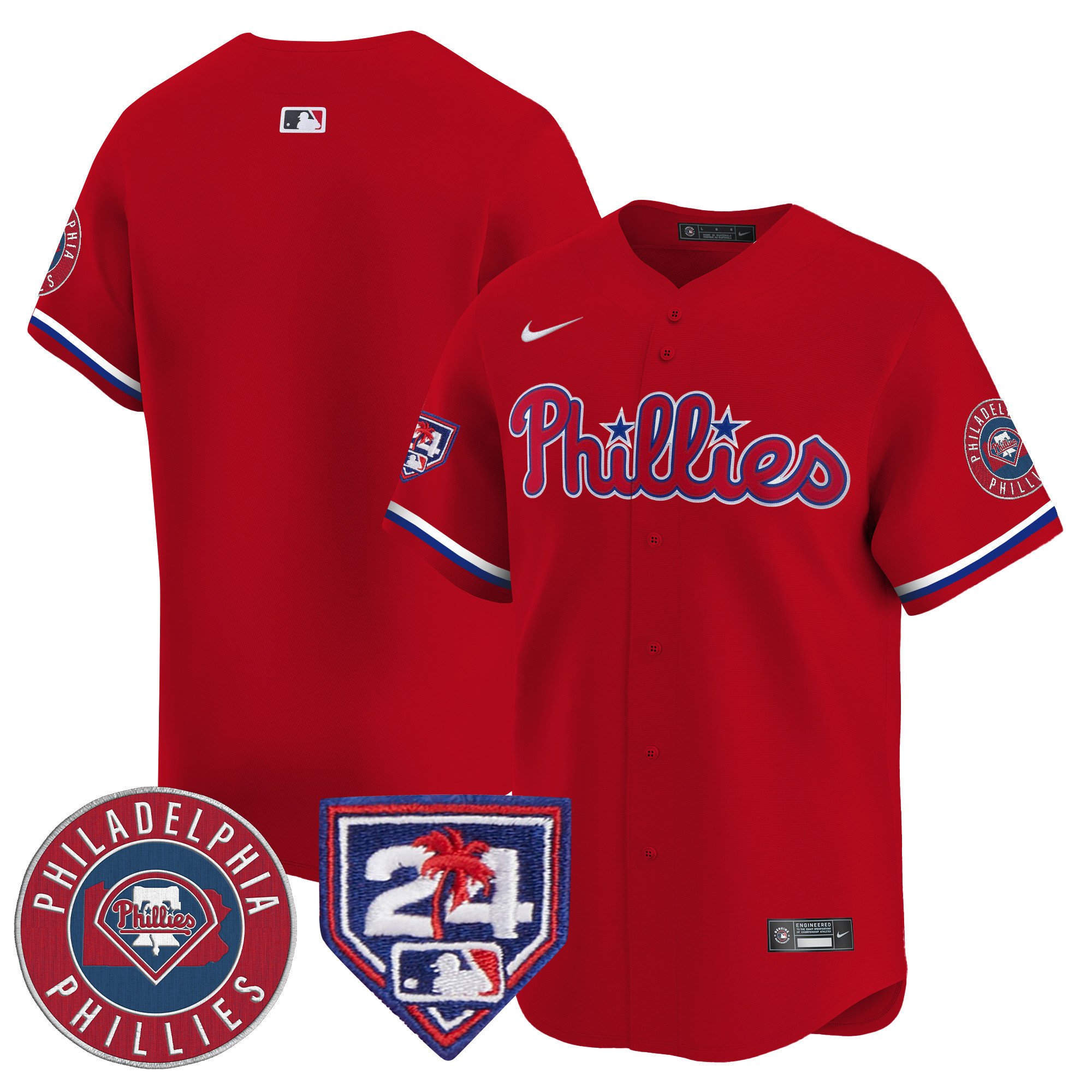 Men's Philadelphia Phillies Team 2024 Spring Training Patch Vapor Premier Limited Red Jersey