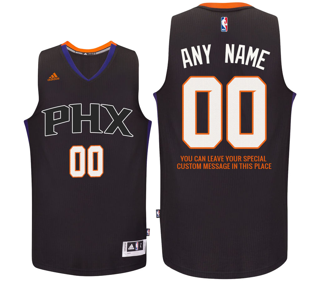 Mens Phoenix Suns Alternate Black Custom Message Jersey