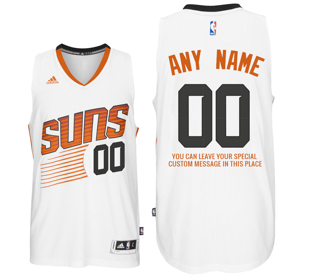 Mens Phoenix Suns Home White Custom Message Jersey