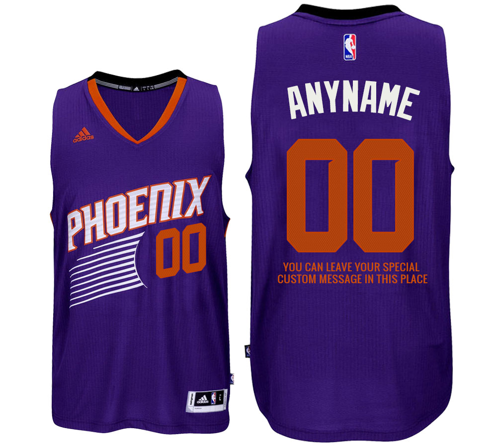 Mens Phoenix Suns Road Purple Custom Message Jersey