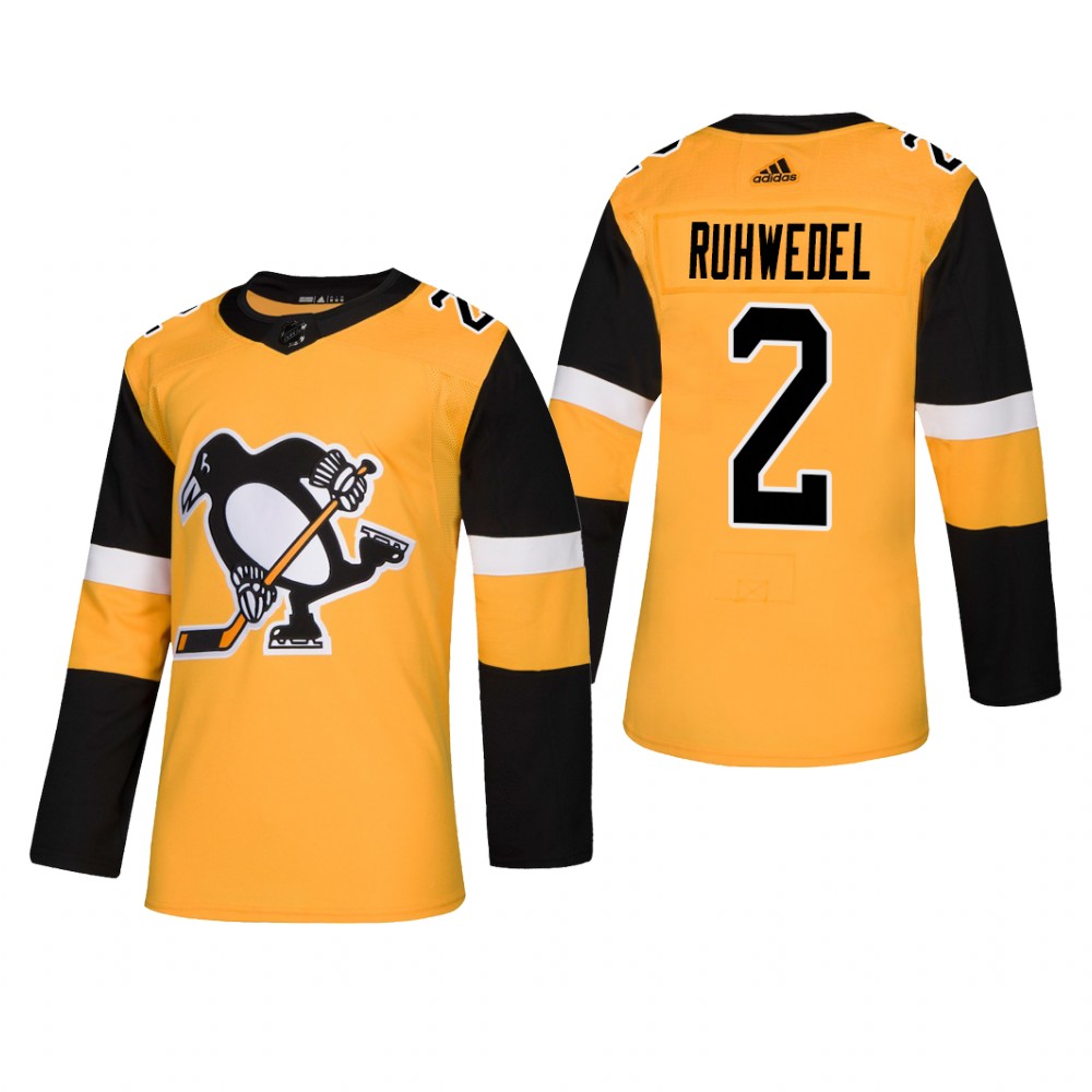Men's Pittsburgh Penguins Chad Ruhwedel #2 2019 Alternate Reasonable Jersey - Gold