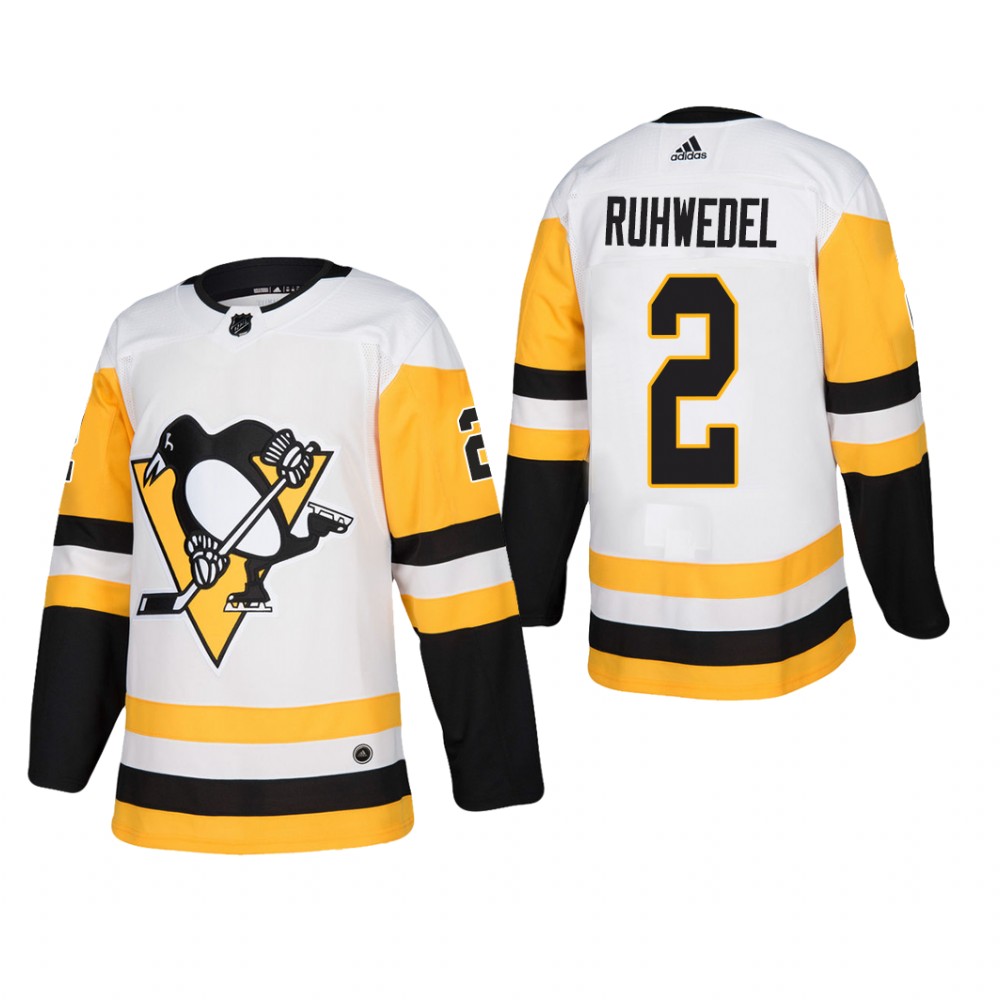 Men's Pittsburgh Penguins Chad Ruhwedel #2 Away White Away Player Cheap Jersey