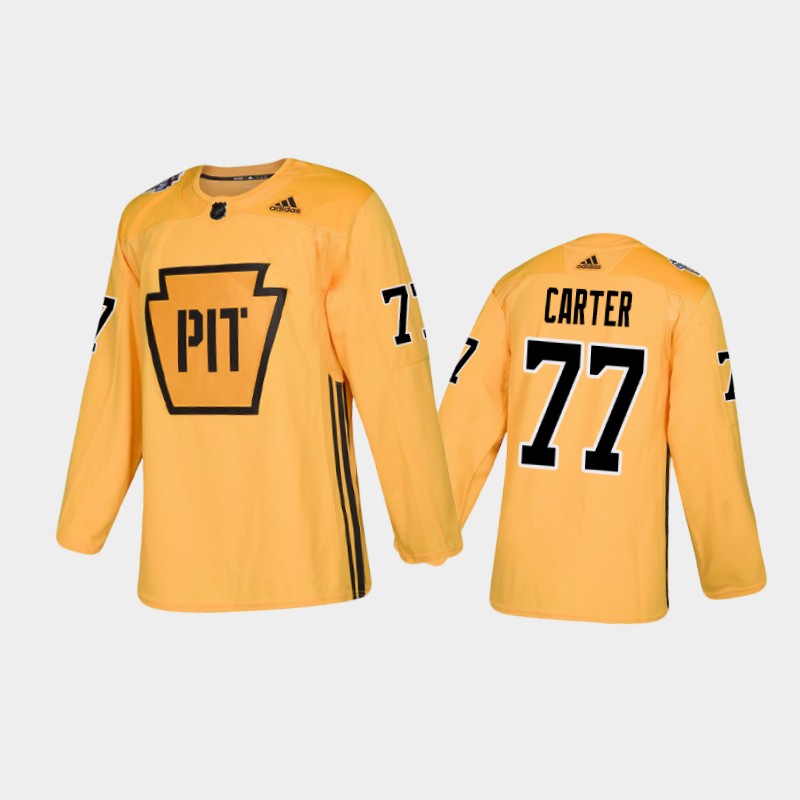 Men's Pittsburgh Penguins Jeff Carter #77 Practice Gold Jersey