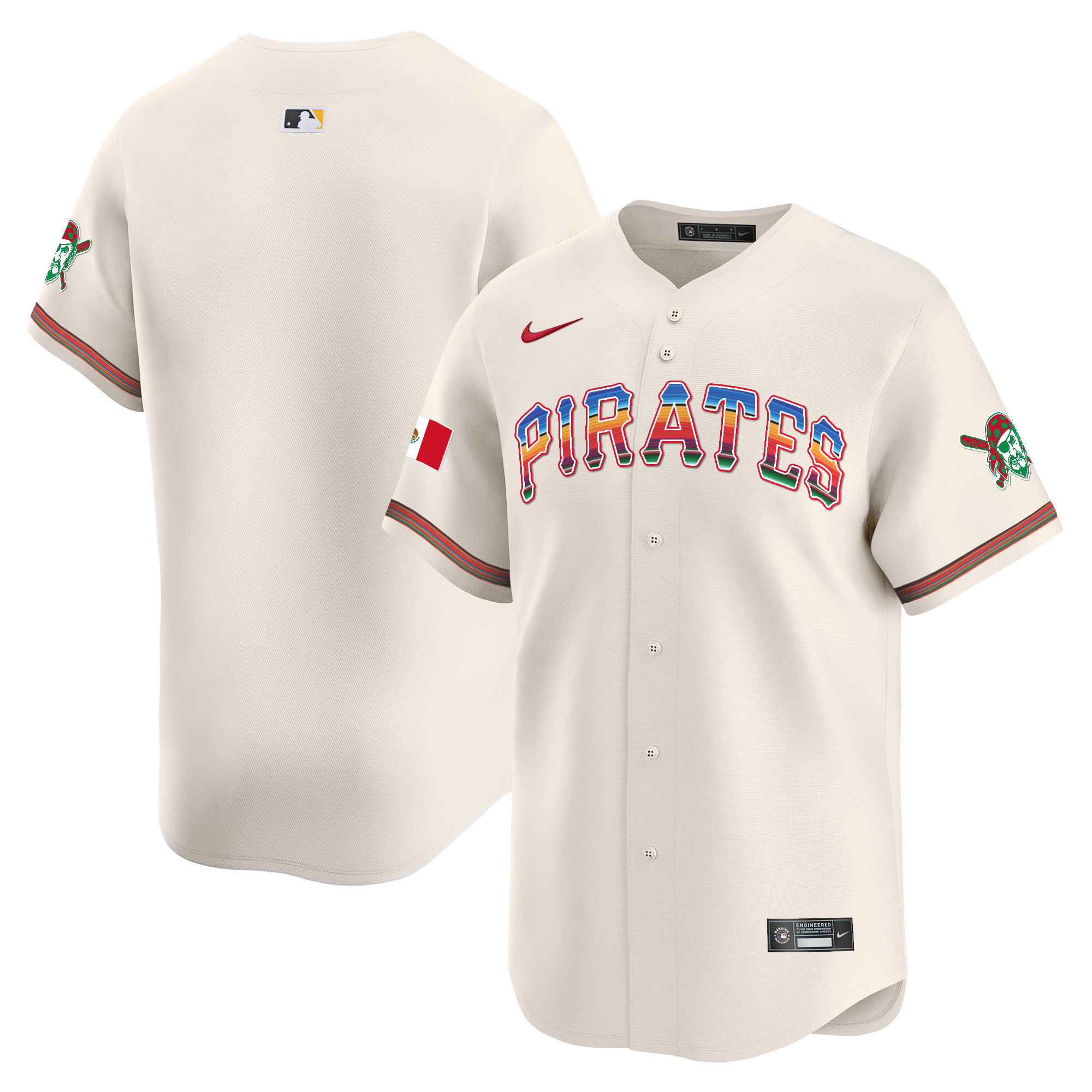 Men's Pittsburgh Pirates Mexico Vapor Premier Limited Cream Jersey - All Stitched