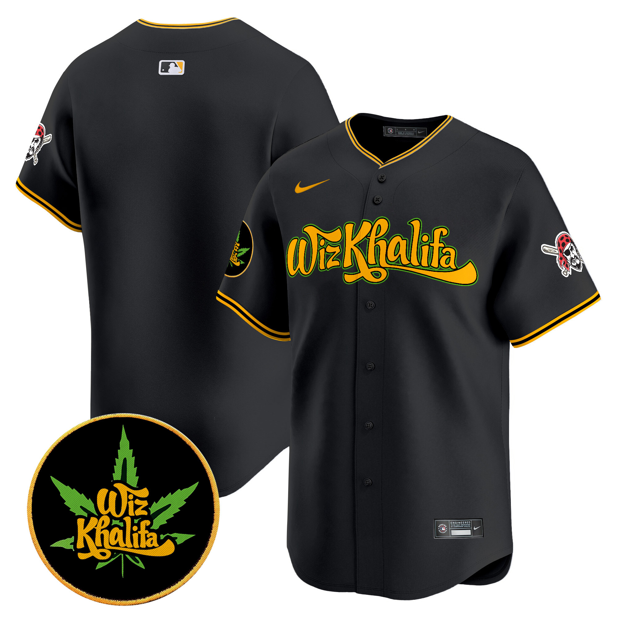 Men's Pittsburgh Pirates Wiz Khalifa Vapor Premier Limited Black Jersey - All Stitched