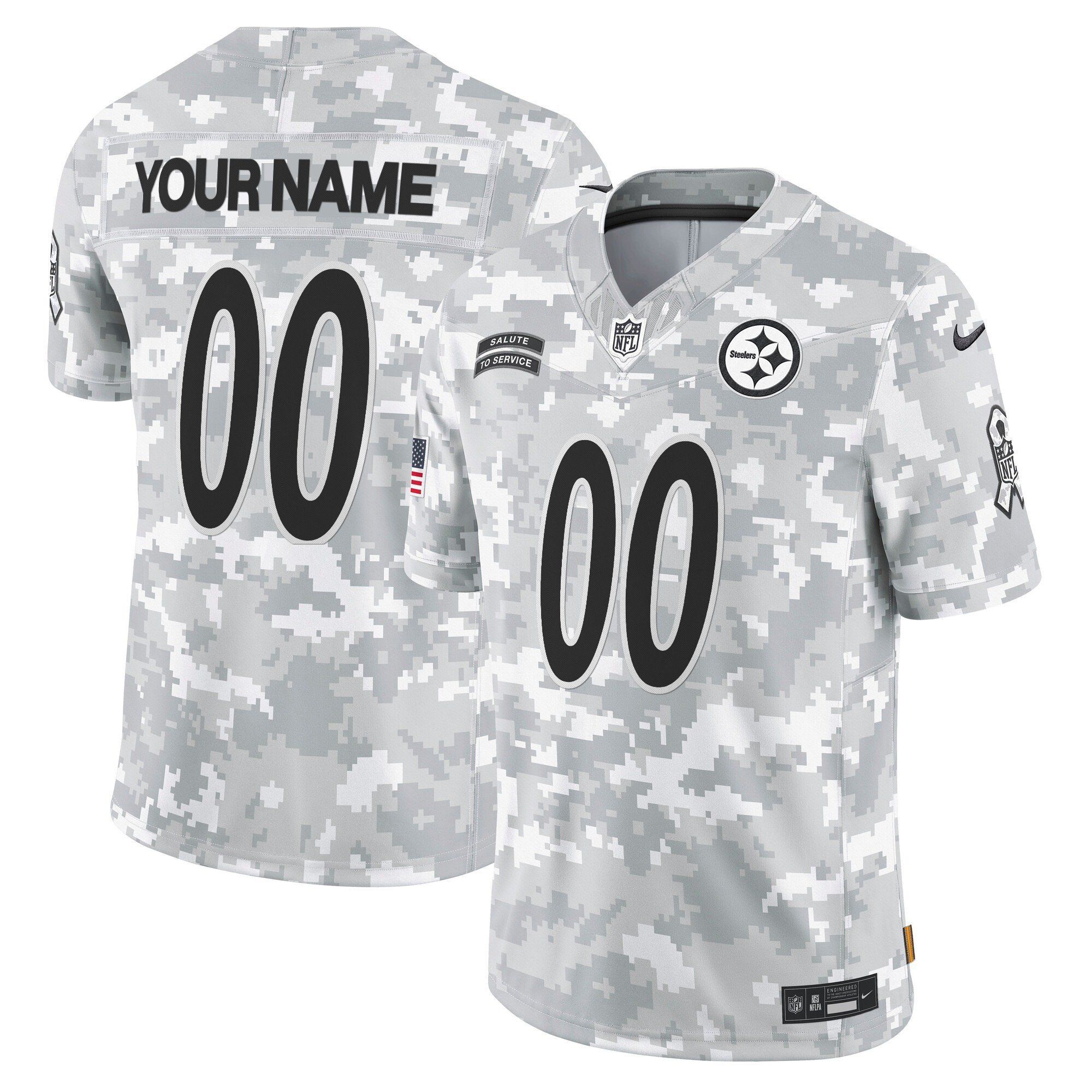 Men's Pittsburgh Steelers 2024 Salute to Service Vapor Limited Custom Custom Jersey - Arctic Camo - All Stitched