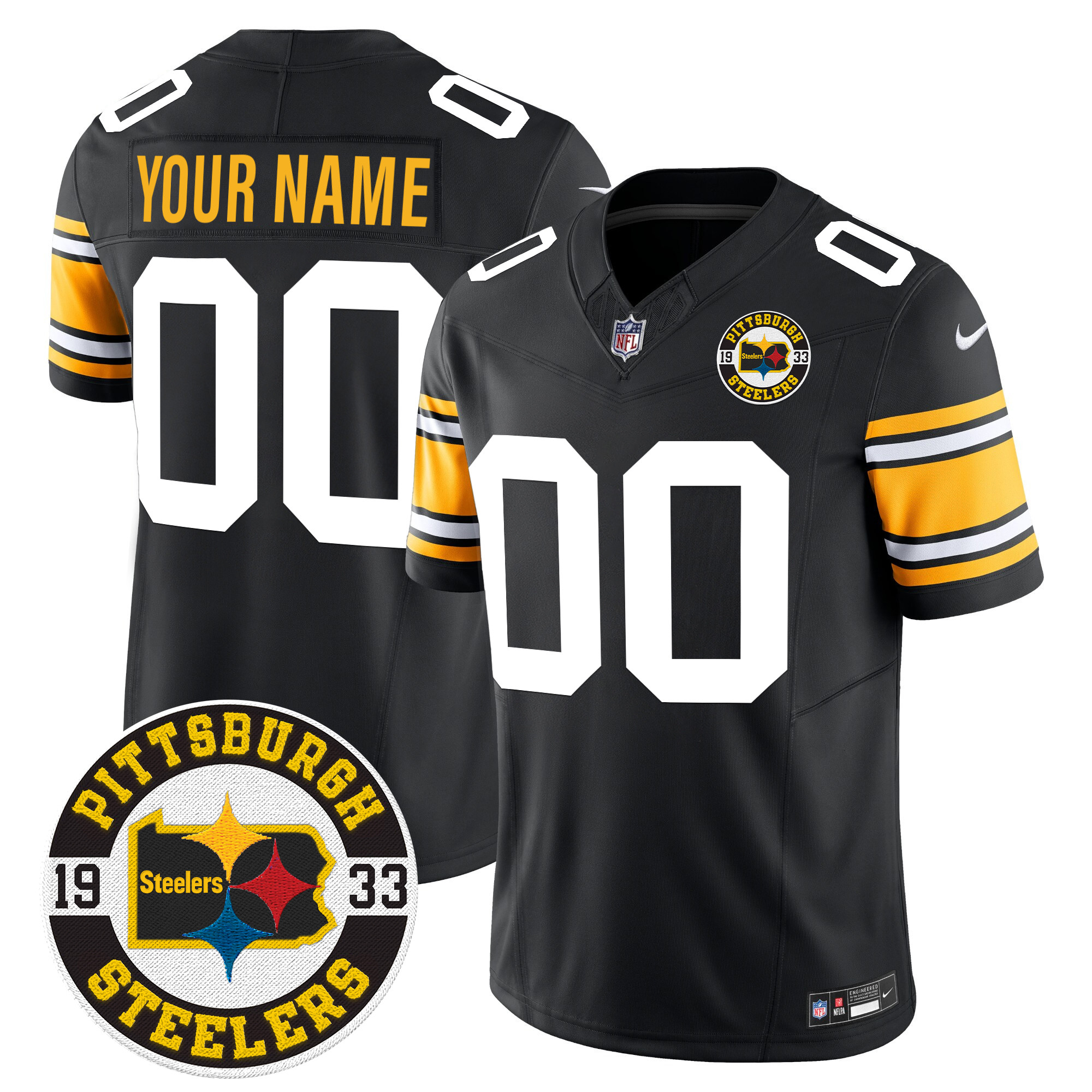 Men's Pittsburgh Steelers 2024 Vapor Limited Custom 1975 Throwback Jersey - All Stitched